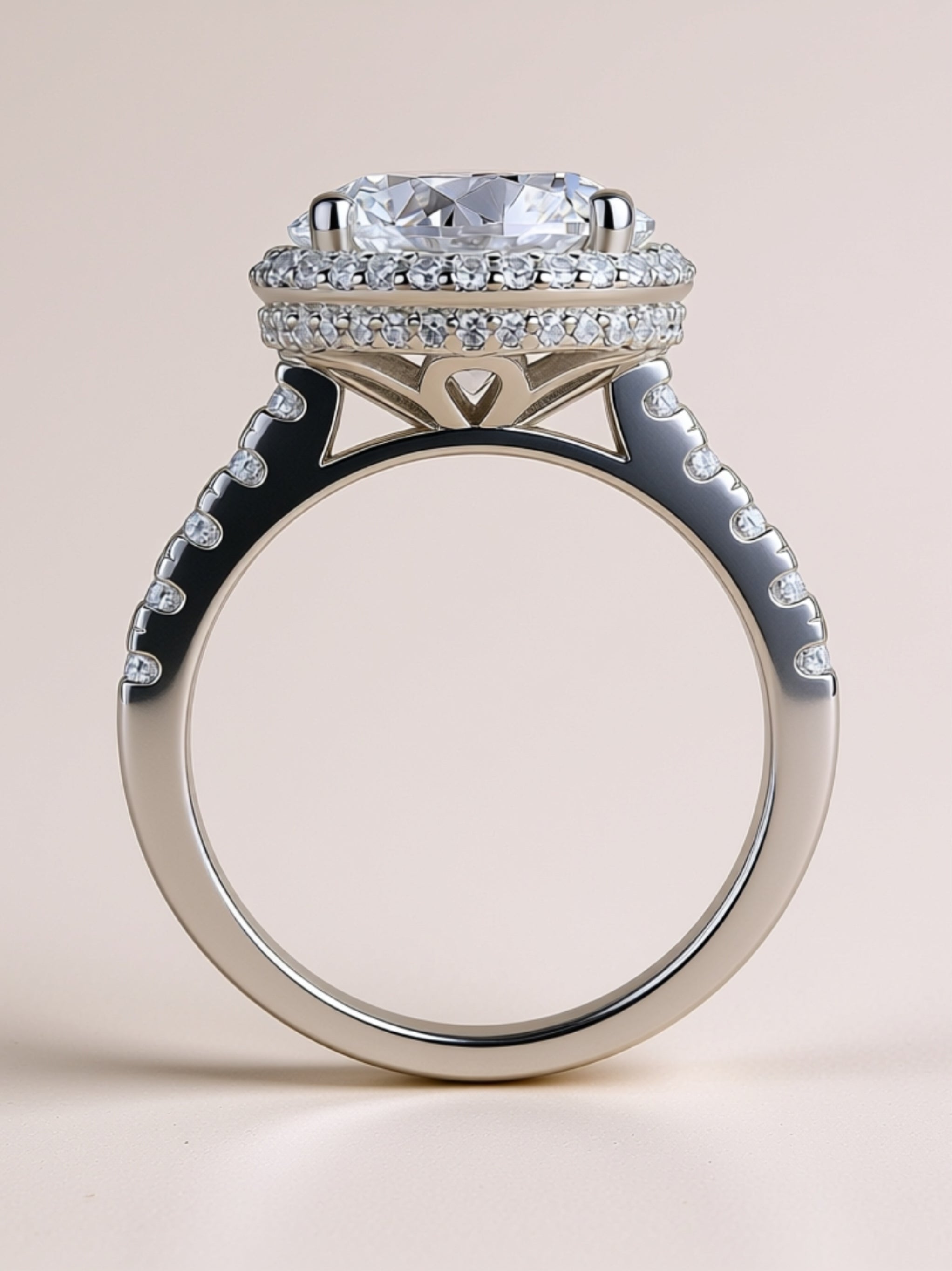5 Carat Moissanite Halo Engagement Ring