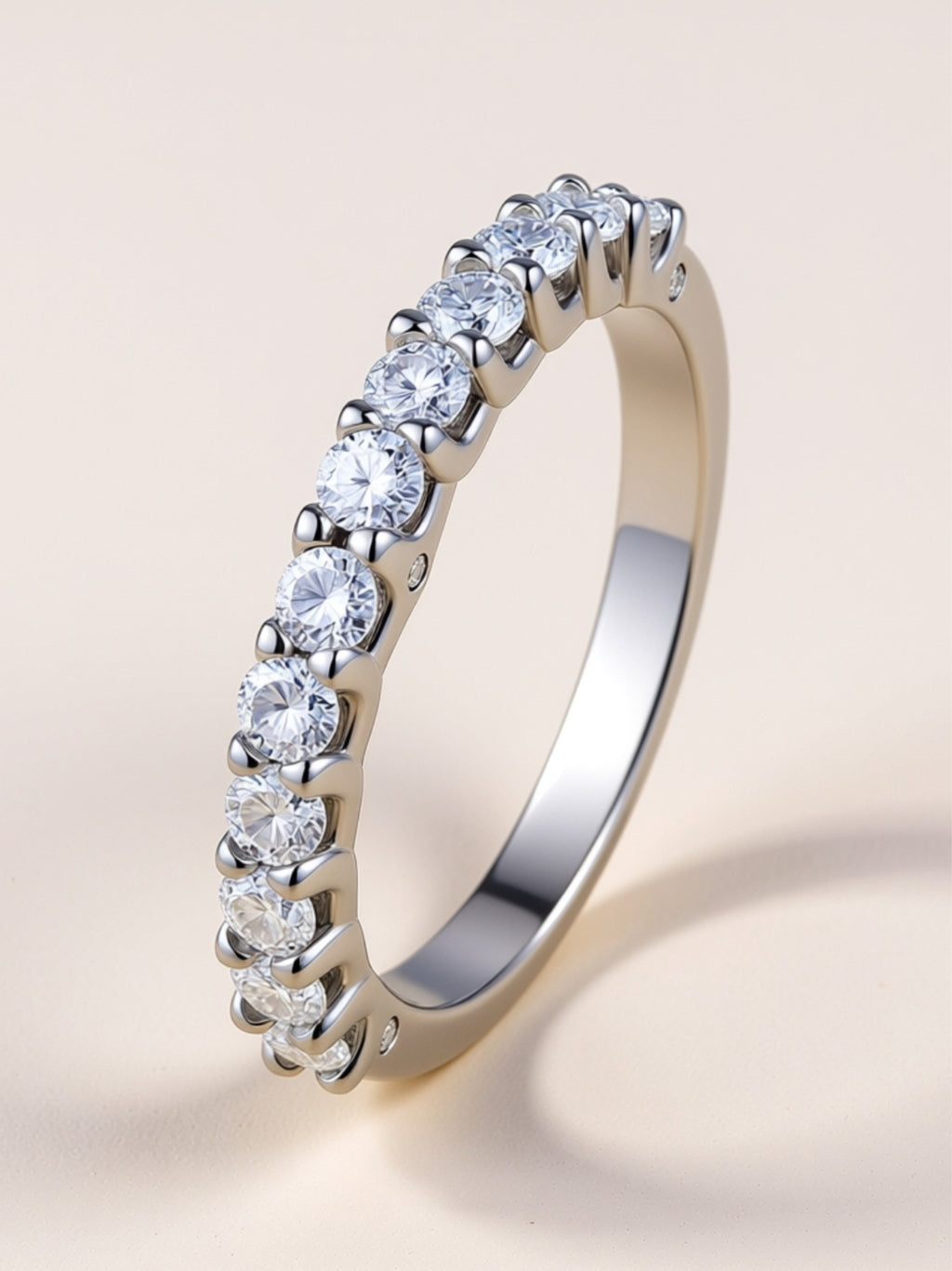Round‑Cut Moissanite Half‑Eternity Band