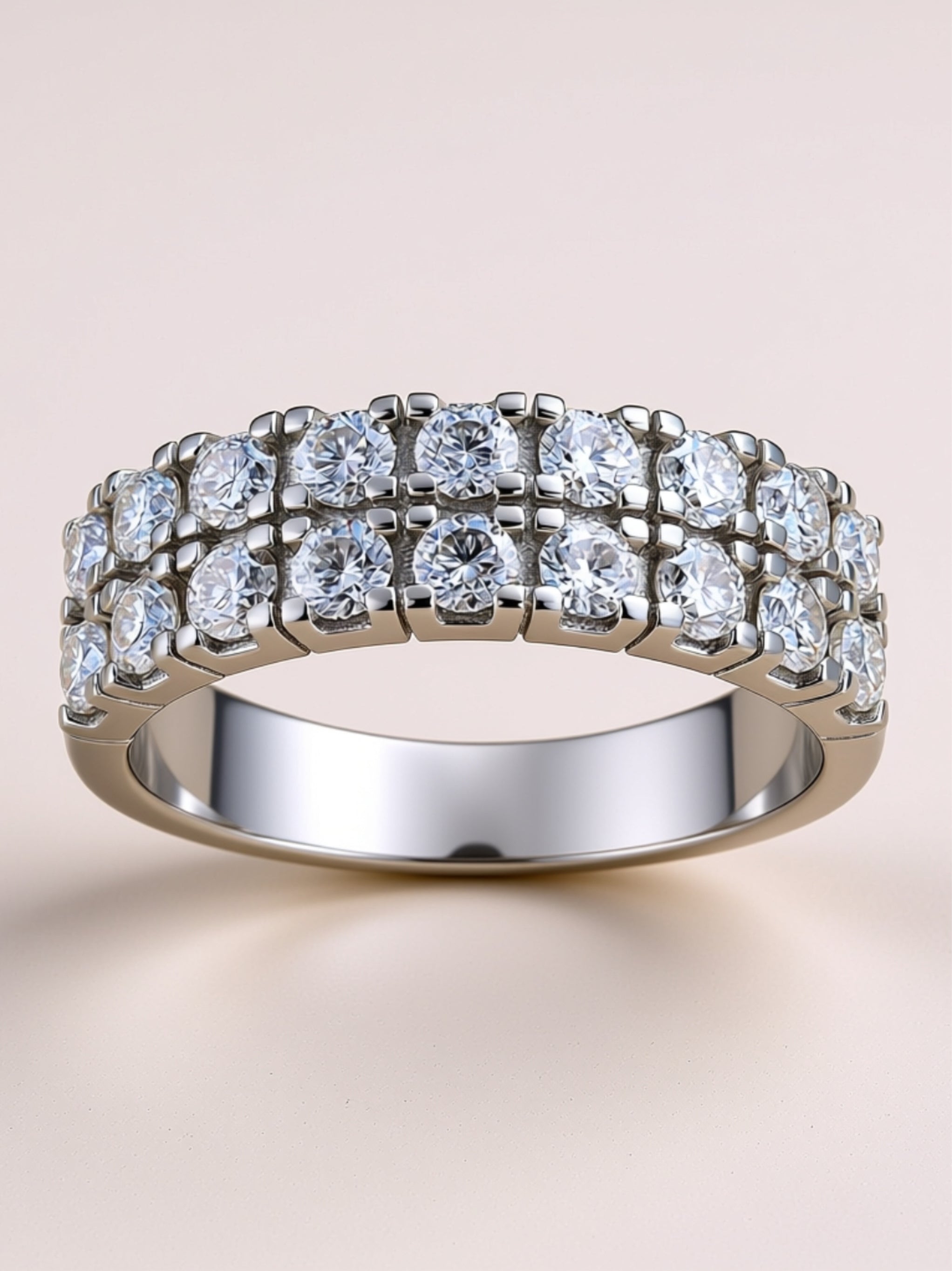 Triple‑Row Moissanite Band Ring