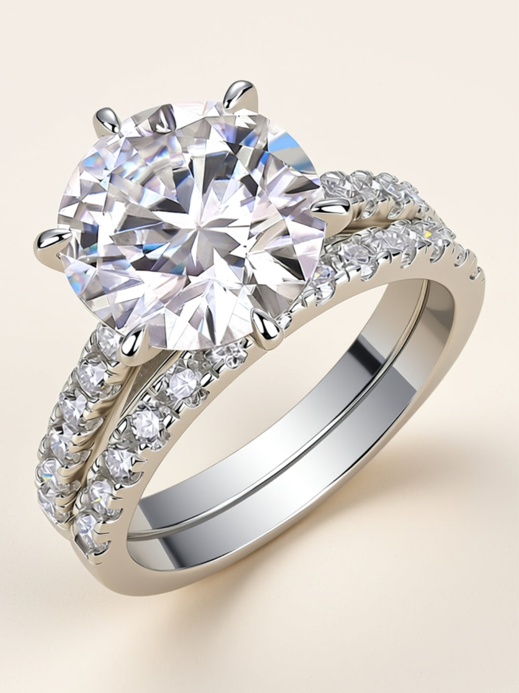 5 Carat Moissanite Engagement Ring Set
