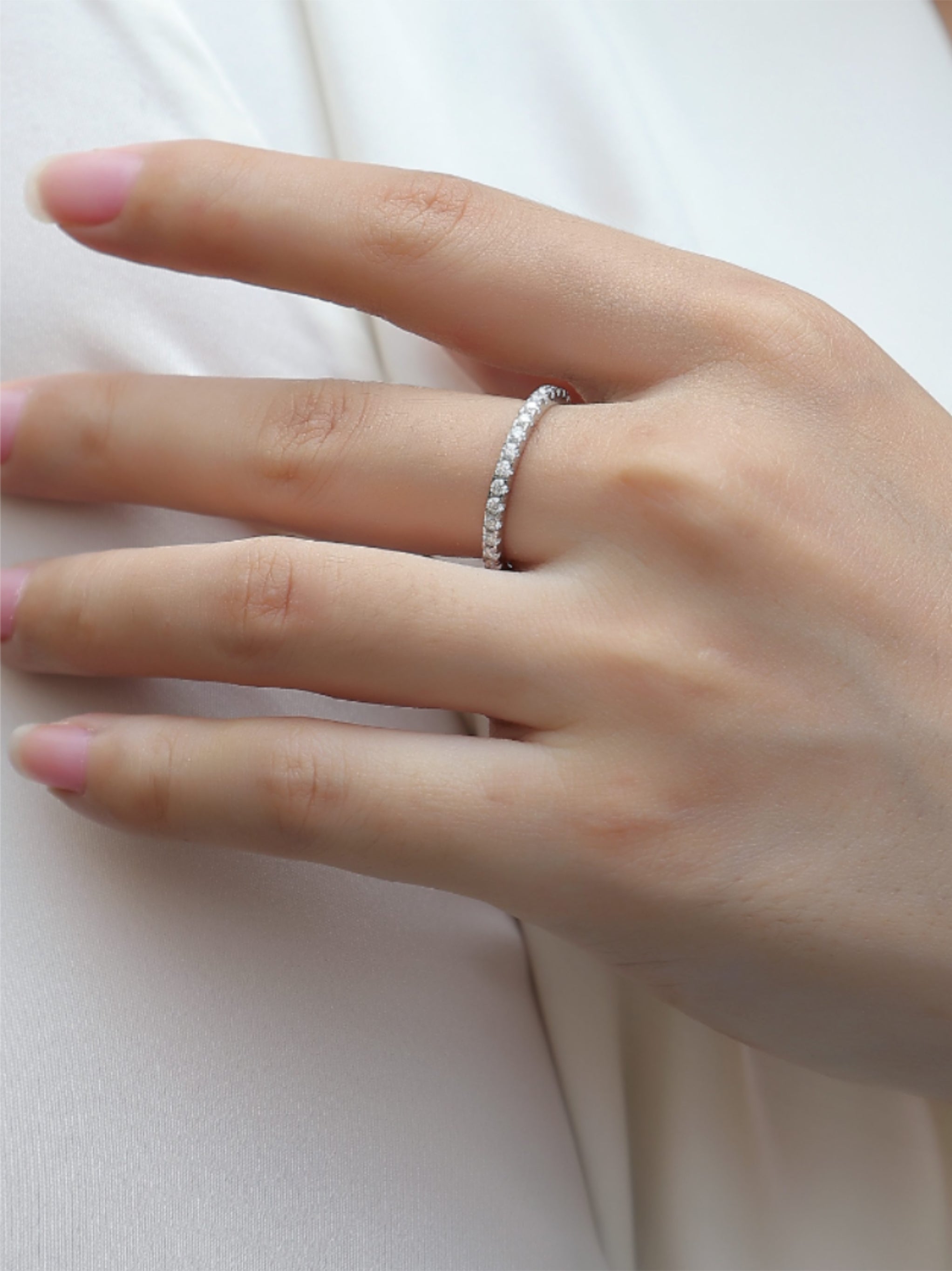 Dainty Moissanite Eternity Band