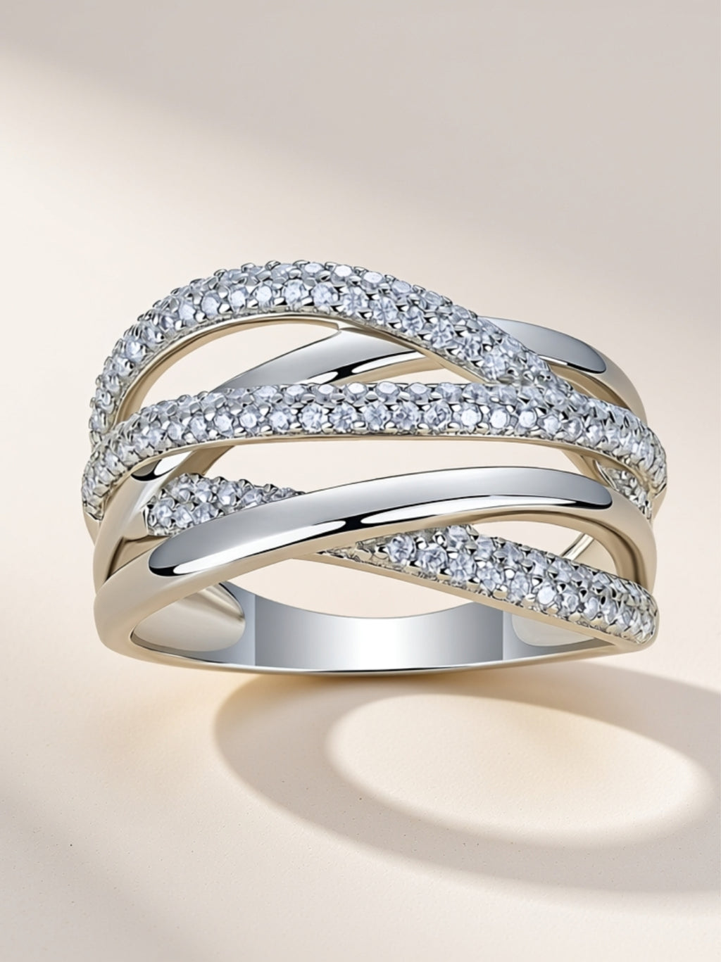 Crisscross Moissanite Band Ring