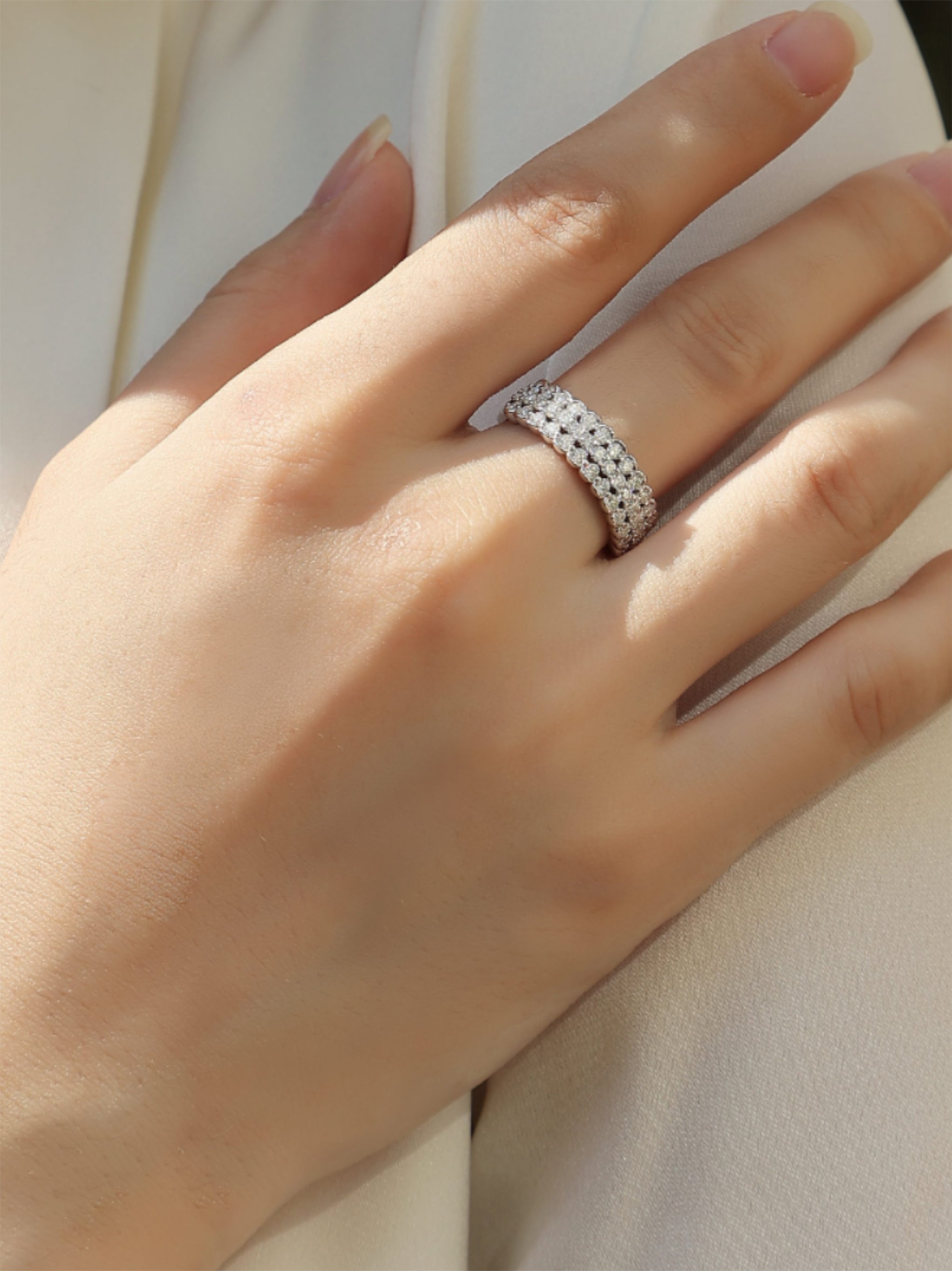 Triple Row Moissanite Band