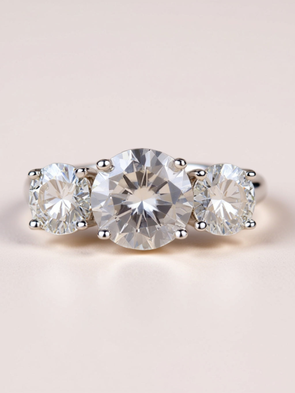 3 Carat Three‑Stone Moissanite Engagement Ring
