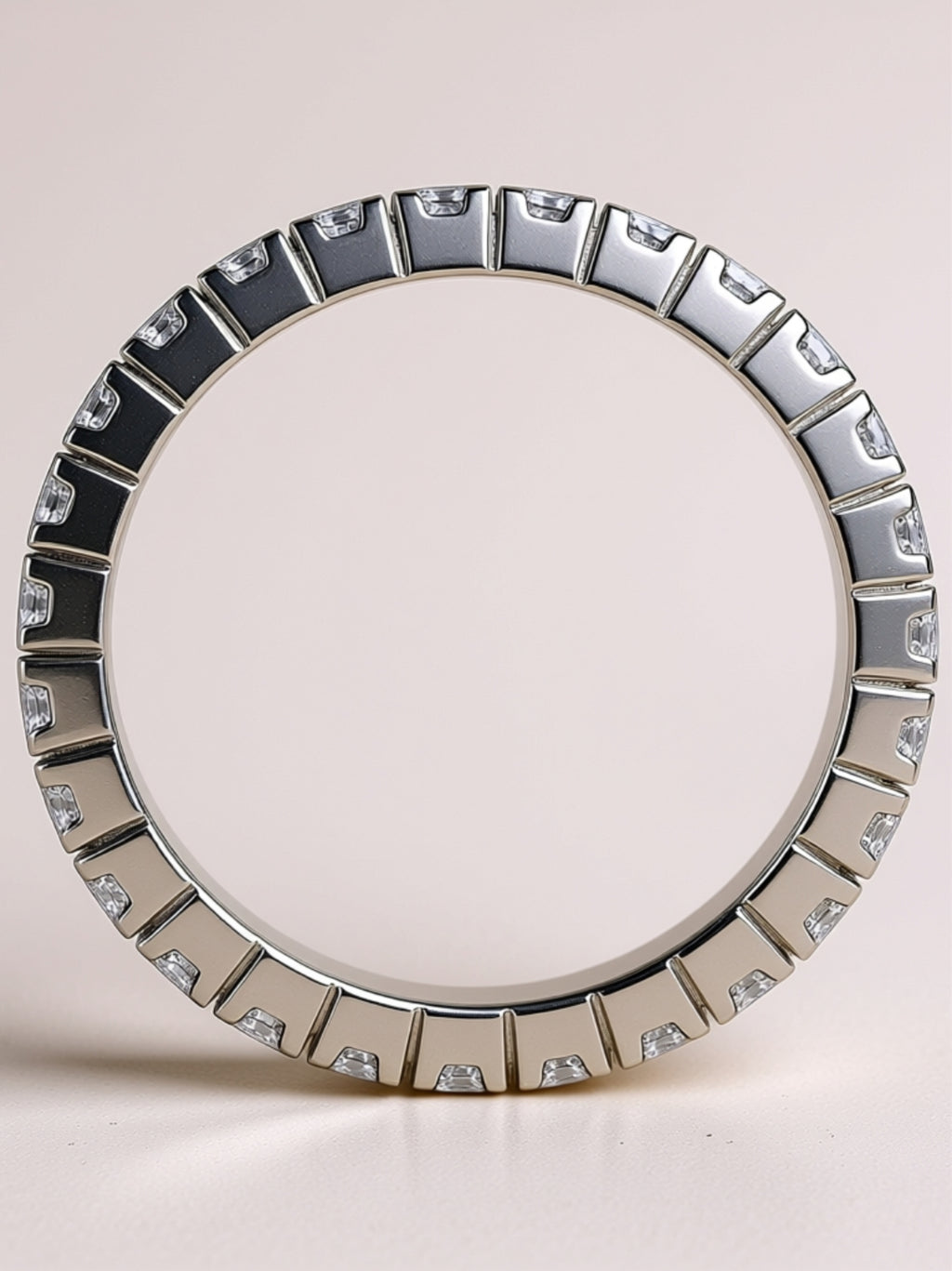 S925 Platinum‑Plated Thin Moissanite Eternity Band