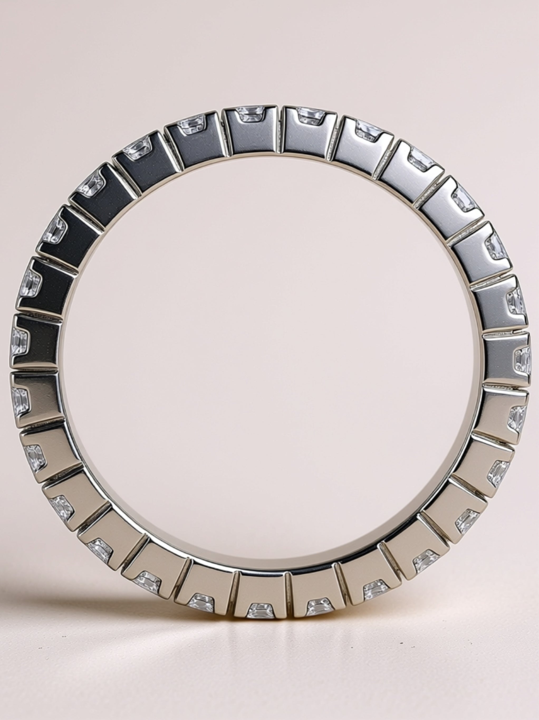 S925 Platinum‑Plated Thin Moissanite Eternity Band