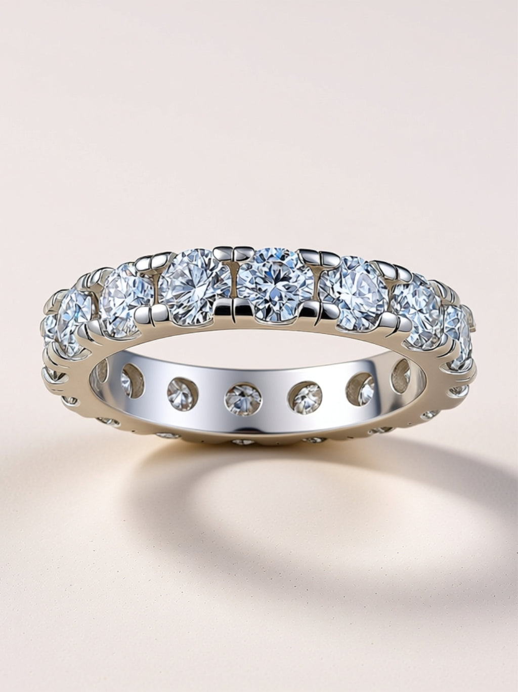 Moissanite Eternity Band – Full Round‑Cut Sparkle Ring in S925 Sterling Silver