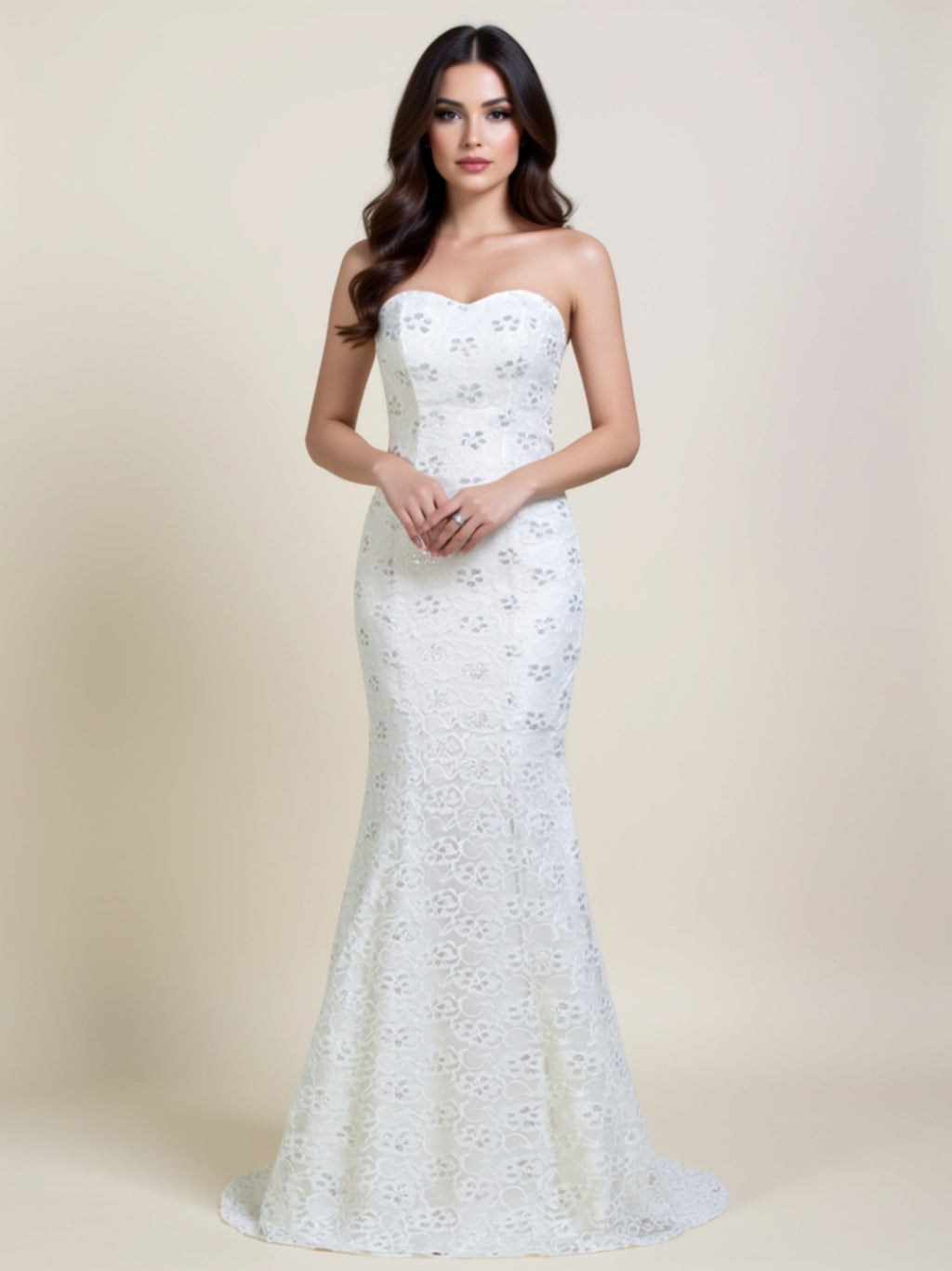 Strapless Lace Mermaid Evening Gown with Sequins
