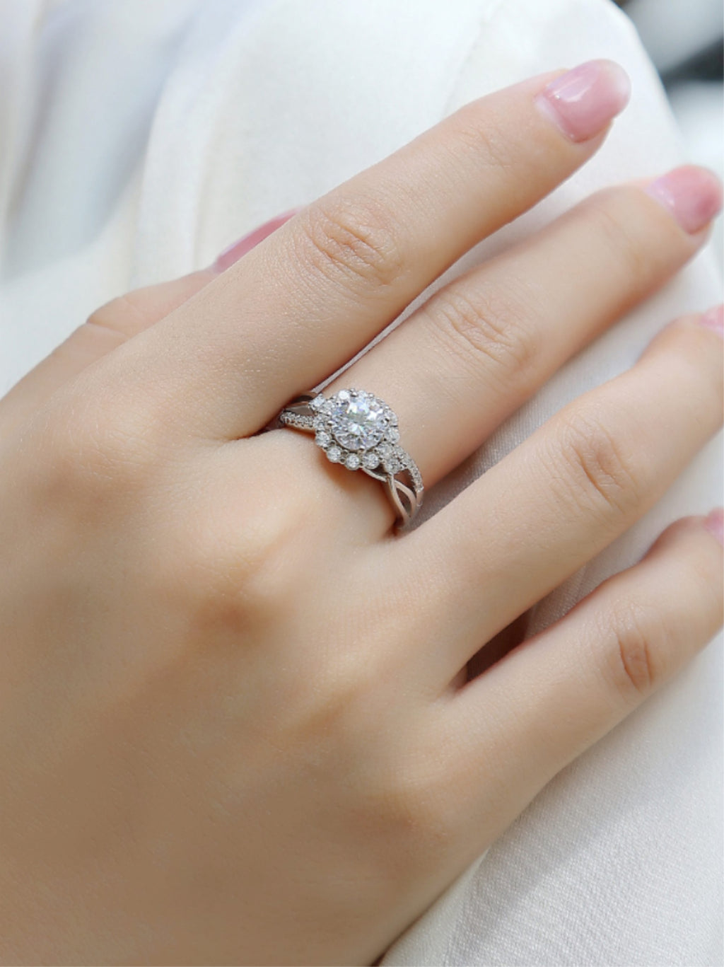 2 Carat Moissanite Halo Engagement Ring