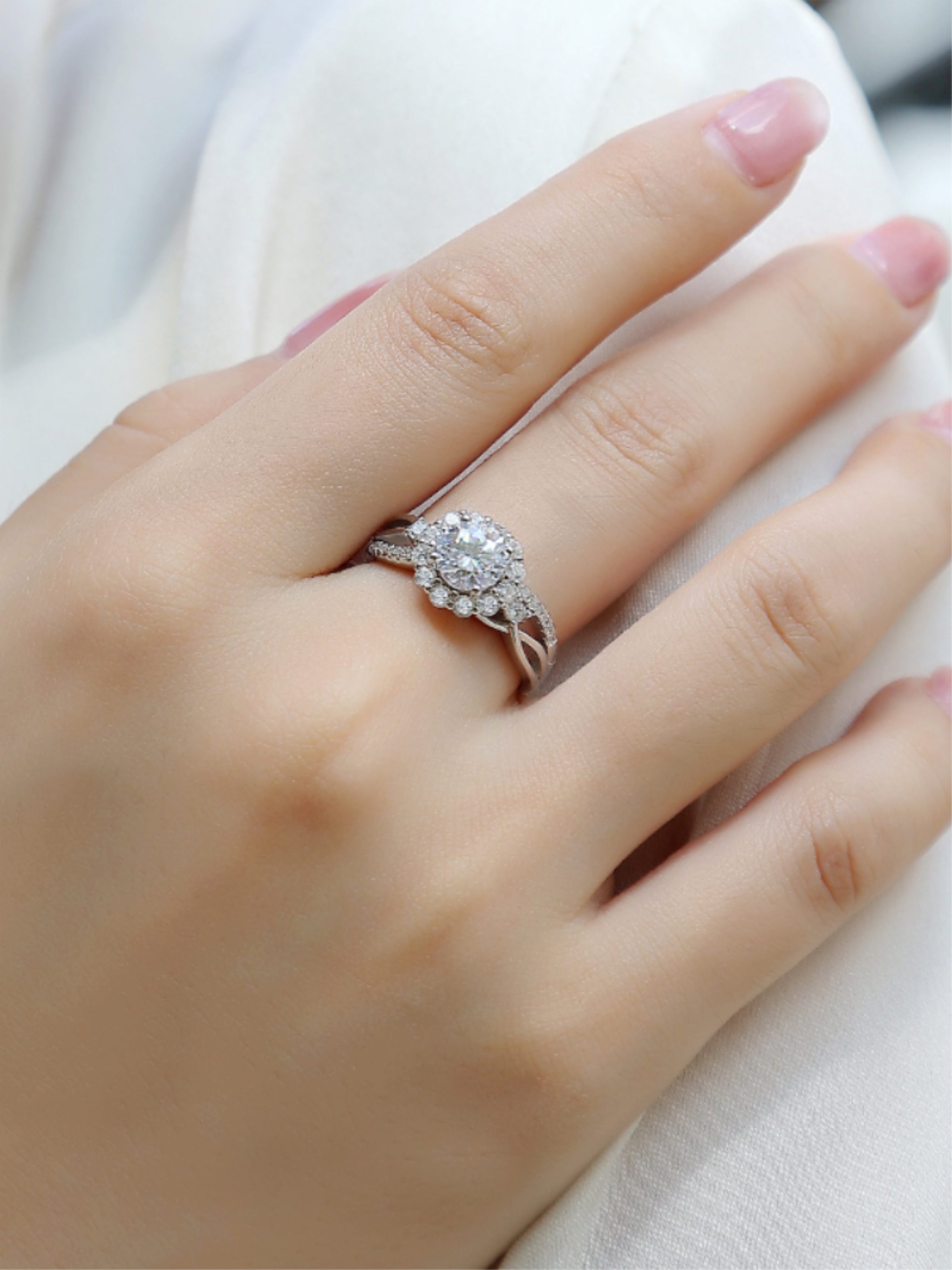 2 Carat Moissanite Halo Engagement Ring