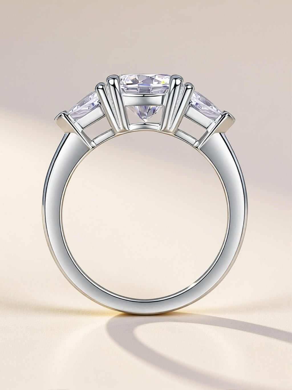 2 Carat Three‑Stone Moissanite Engagement Ring