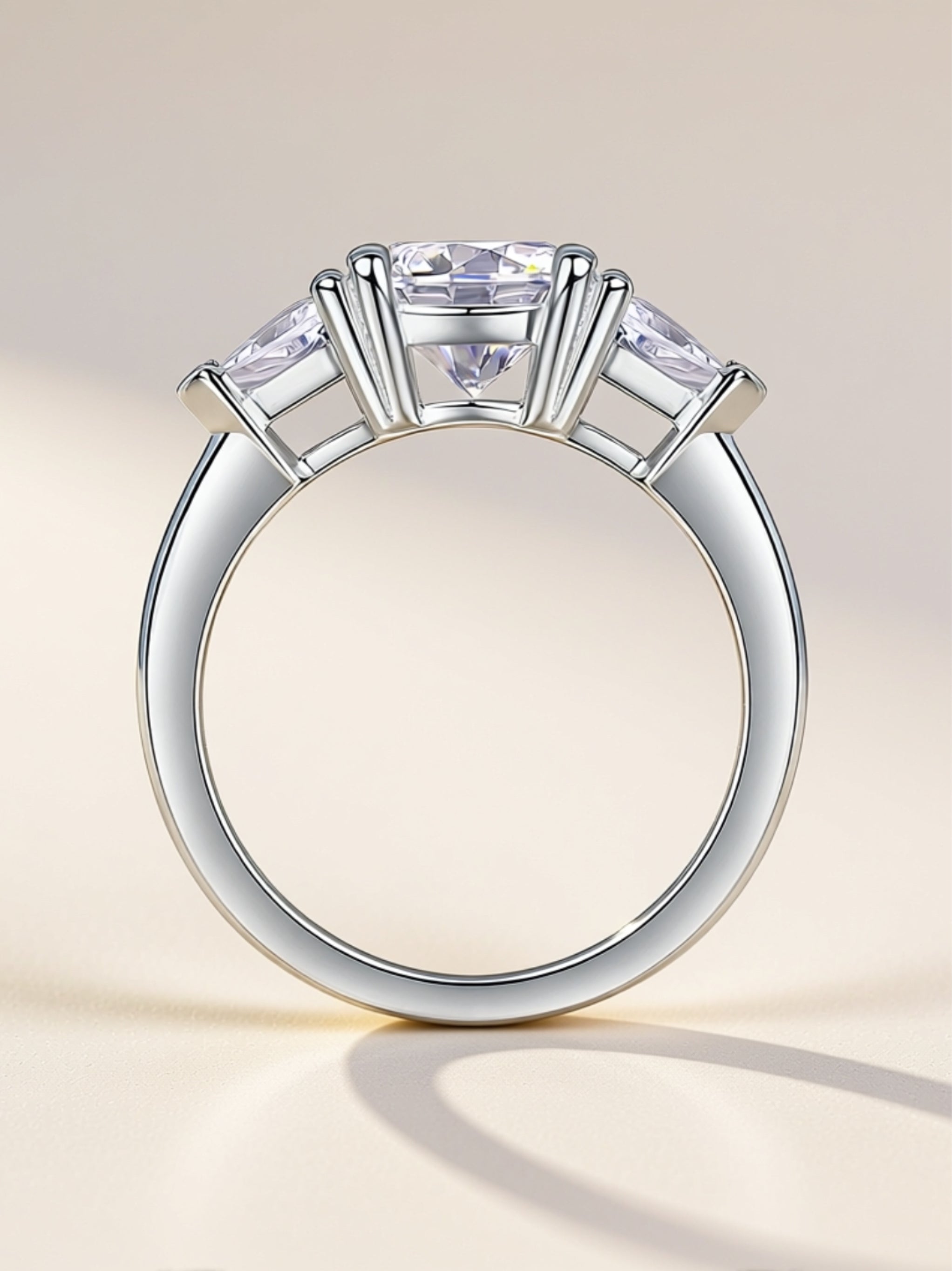 2 Carat Three‑Stone Moissanite Engagement Ring
