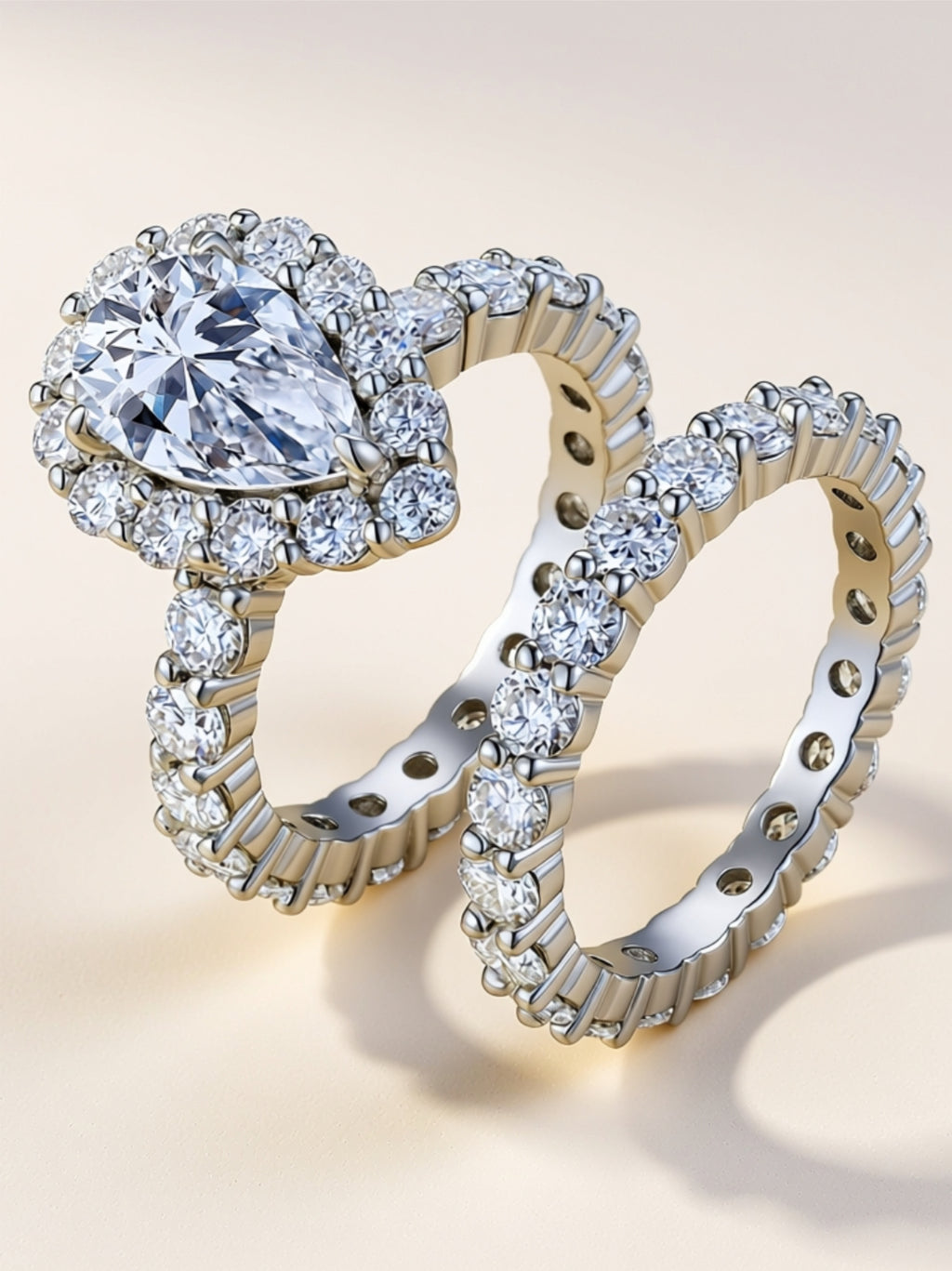 Pear‑Shaped Moissanite Engagement Ring Set