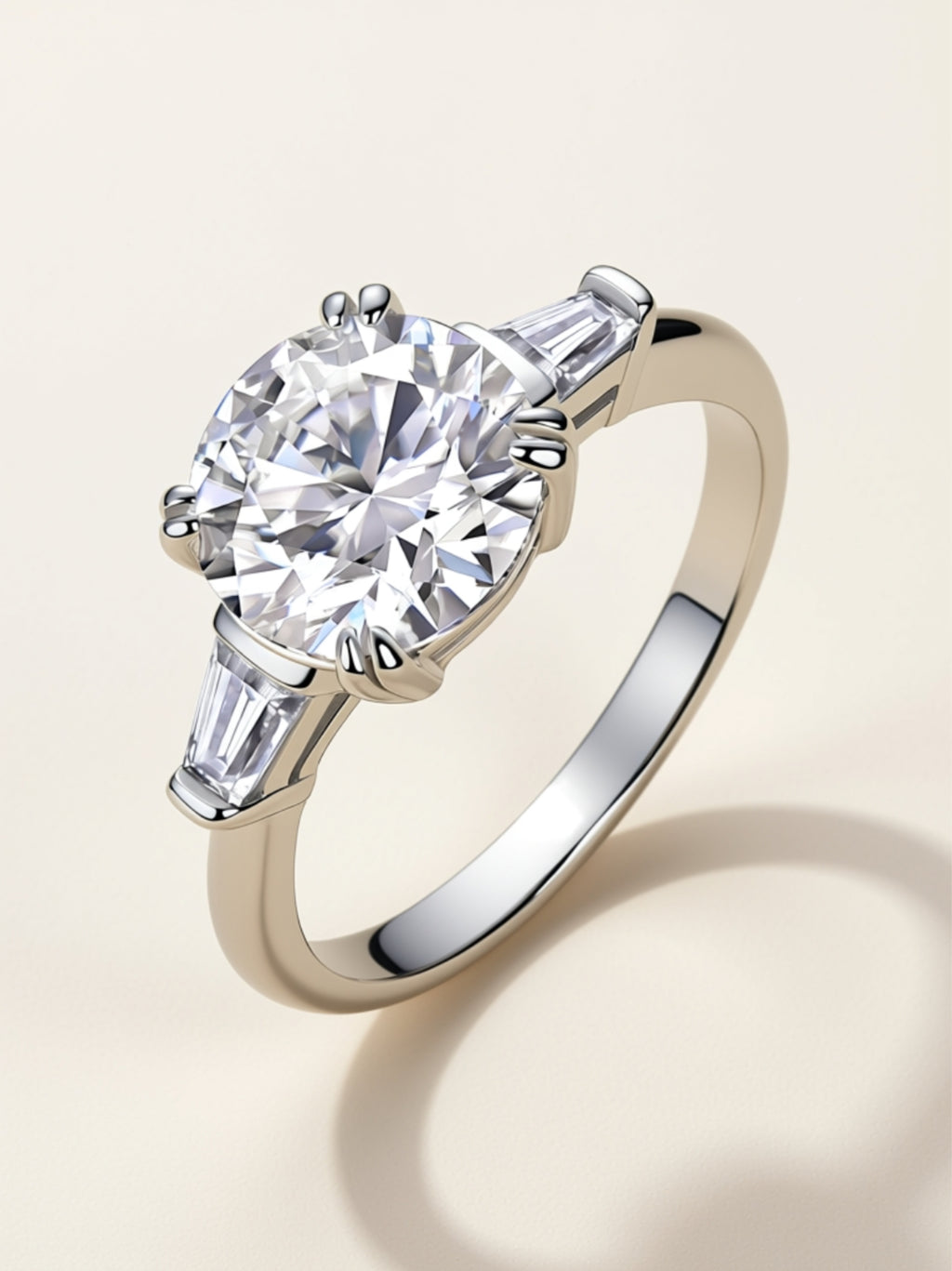 3 Carat Moissanite Three‑Stone Engagement Ring