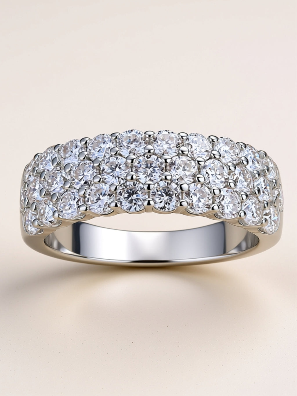 Triple Row Micro‑Pavé Moissanite Band Ring