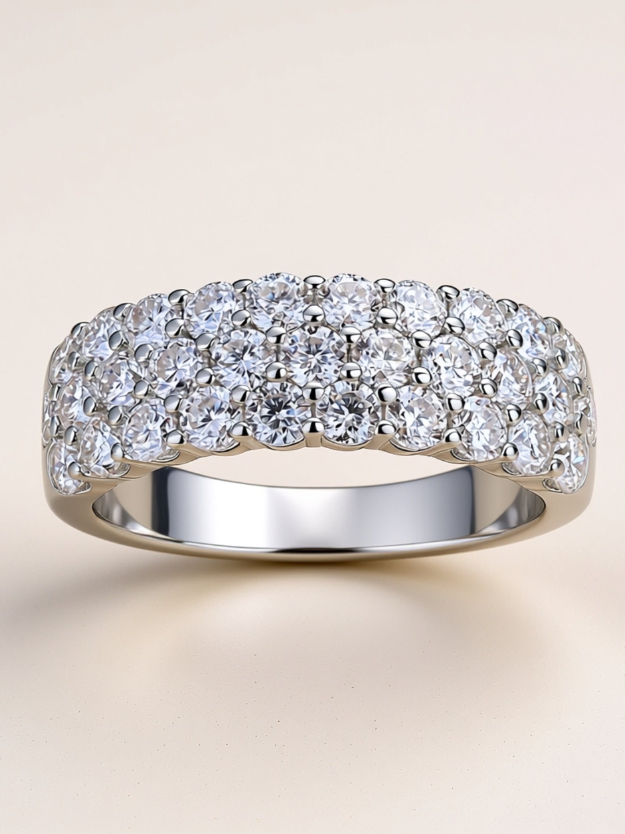 Triple Row Micro‑Pavé Moissanite Band Ring