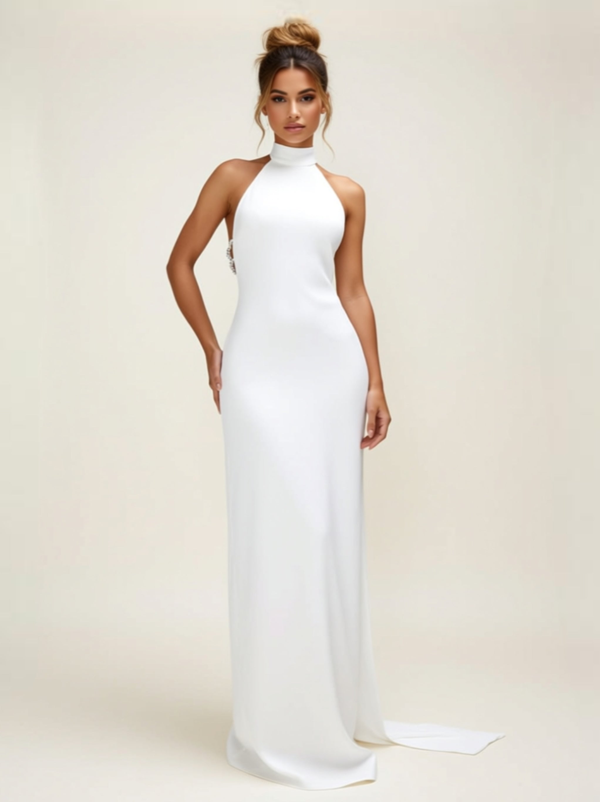 Halter Neck Backless Maxi Gown
