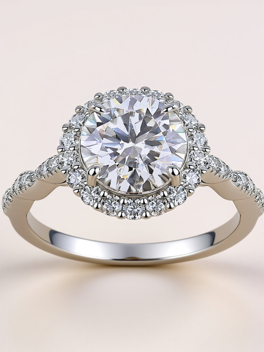 3 Carat Moissanite Halo Engagement Ring