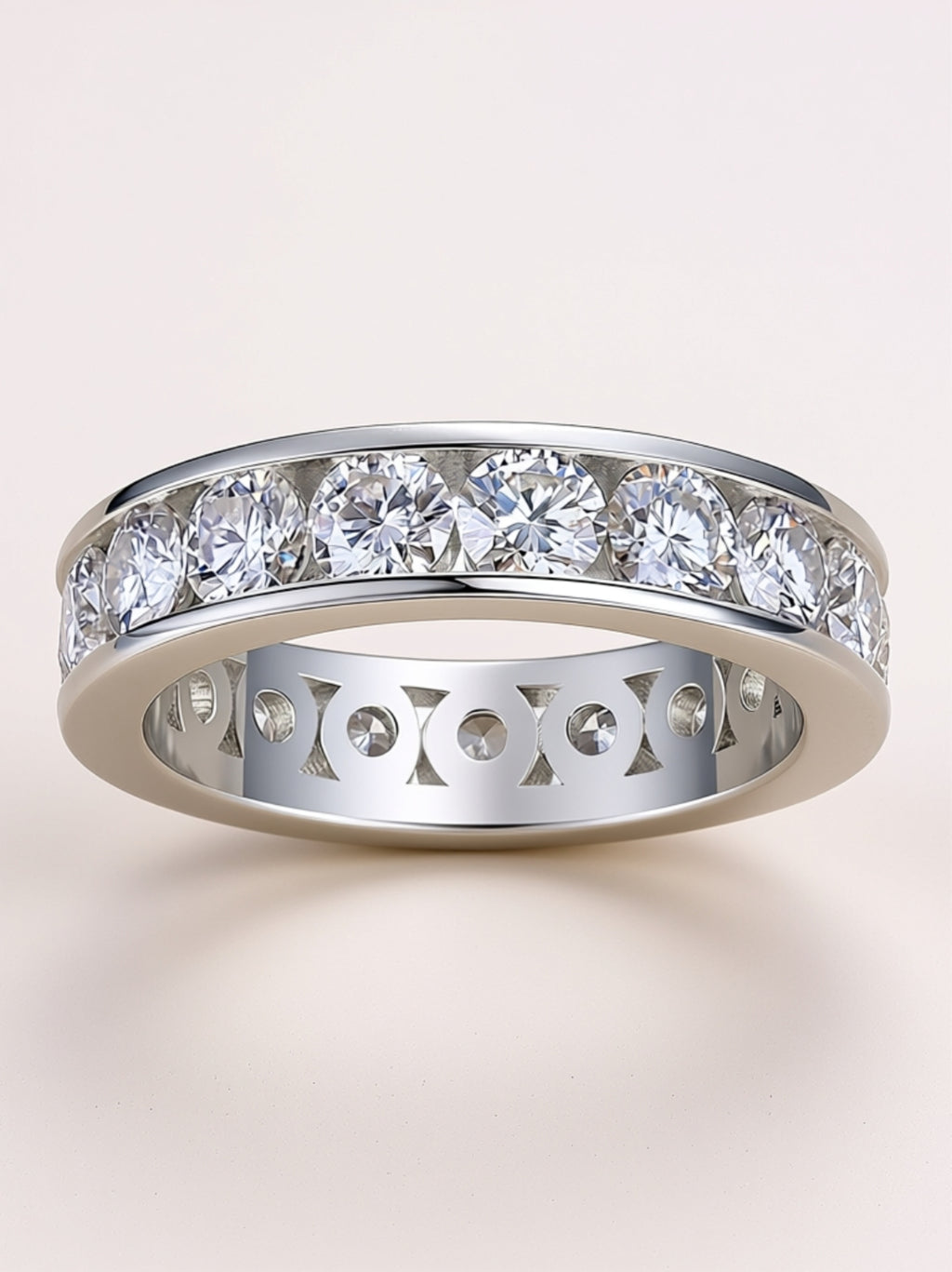 Wide Channel‑Set Moissanite Eternity Band