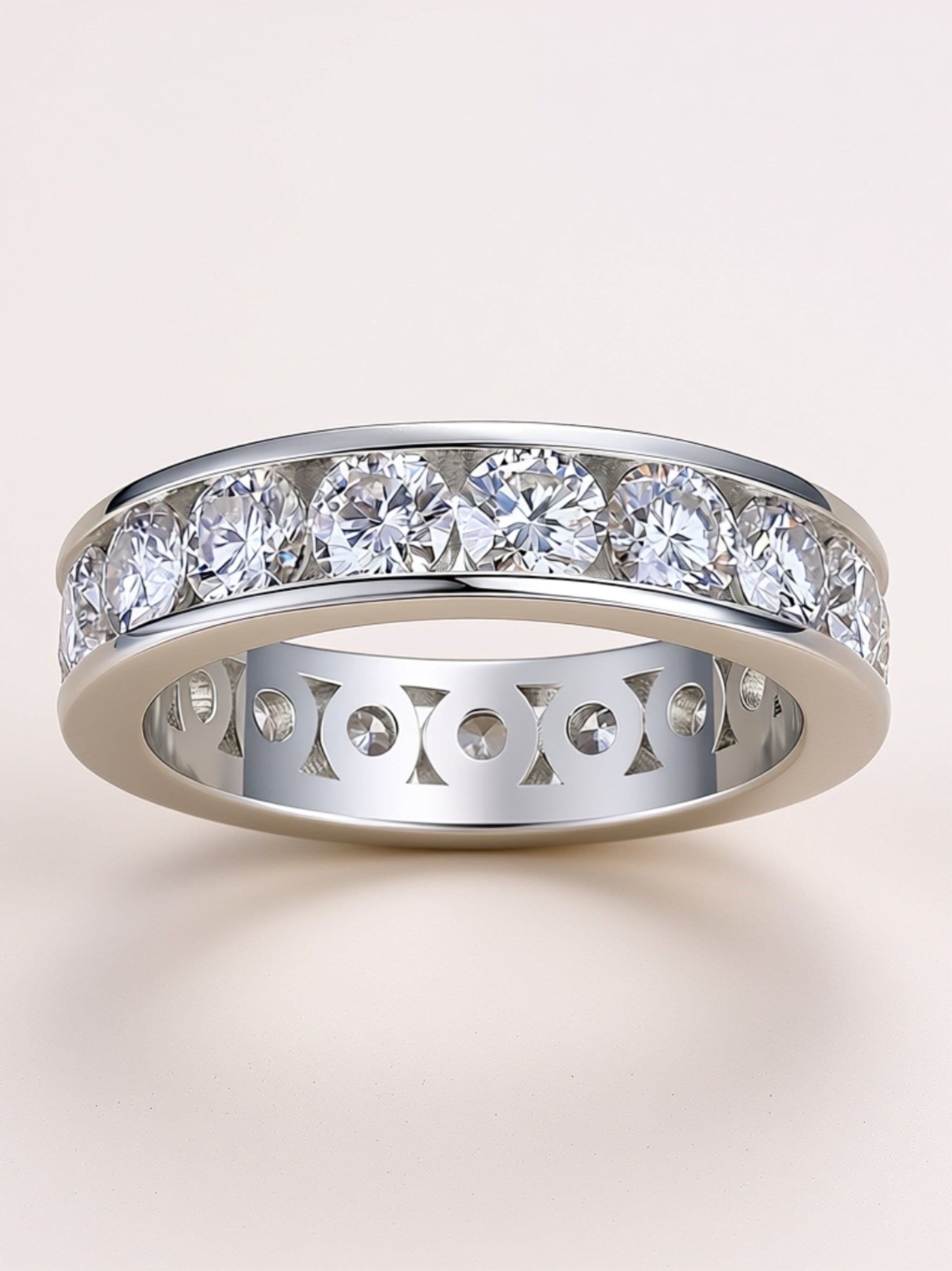 Wide Channel‑Set Moissanite Eternity Band