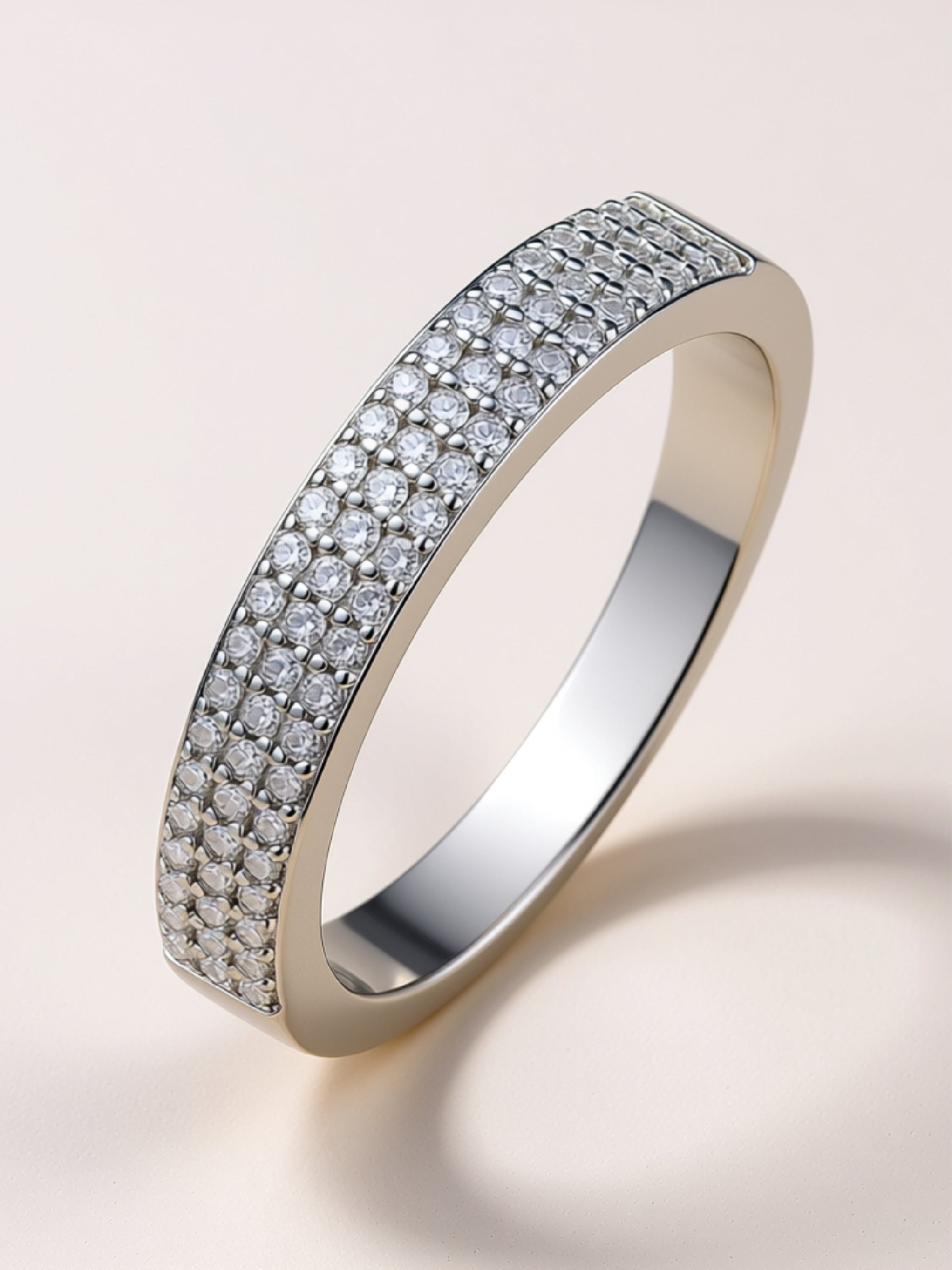 Triple‑Row Pavé Moissanite Band