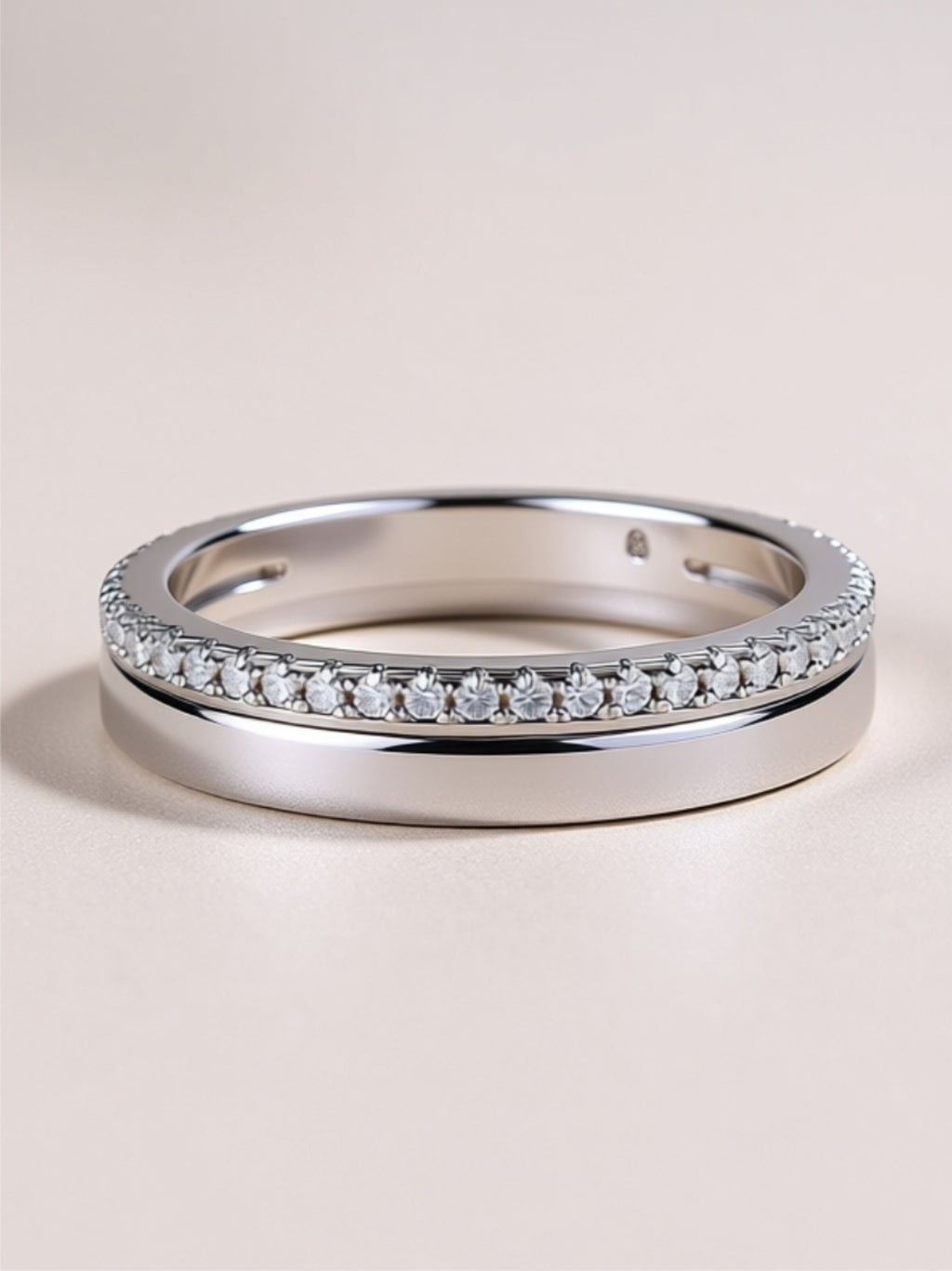 Double Ring Shadow Moissanite Wedding Band