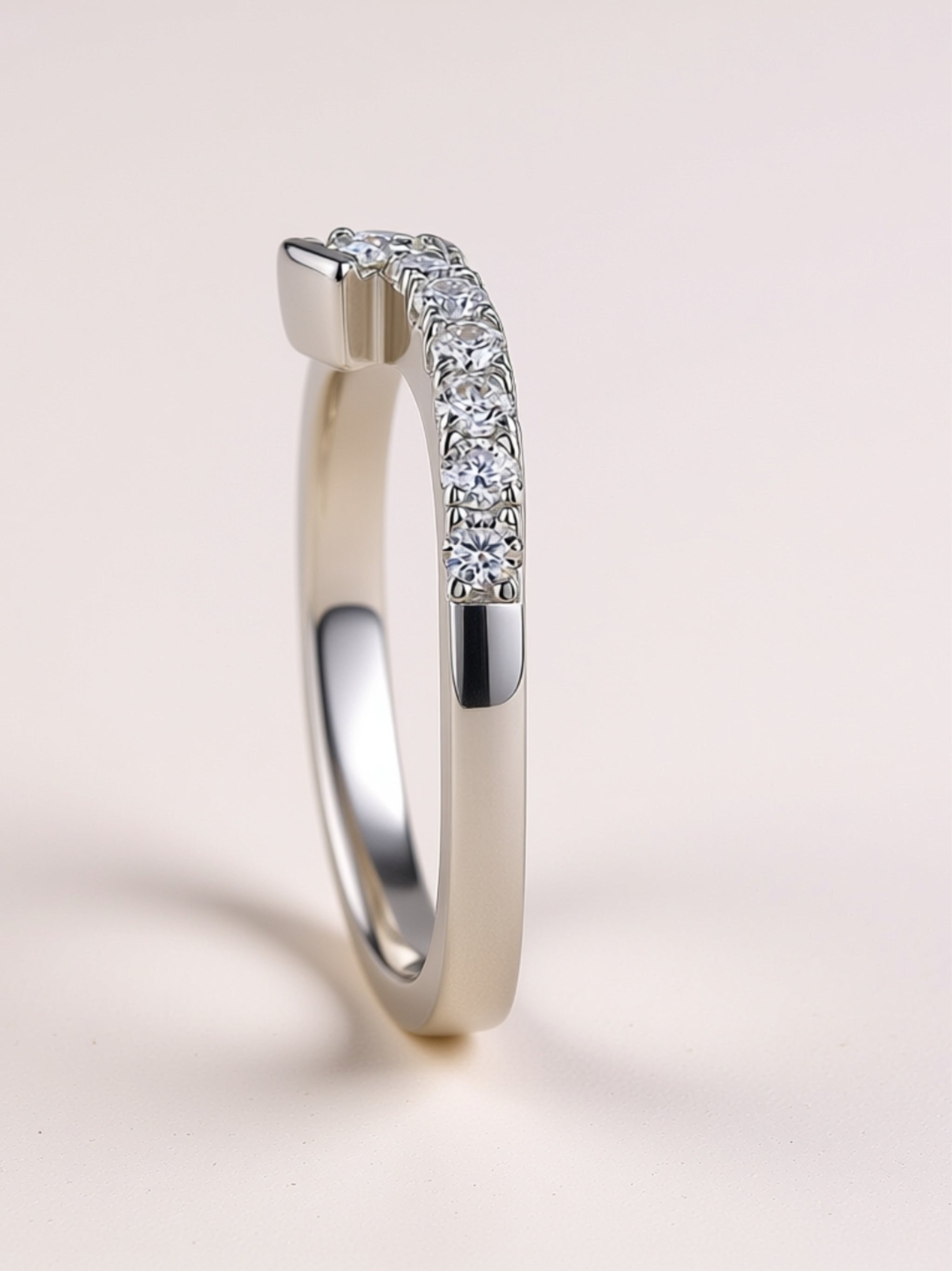 V‑Shaped Moissanite Stacking Ring