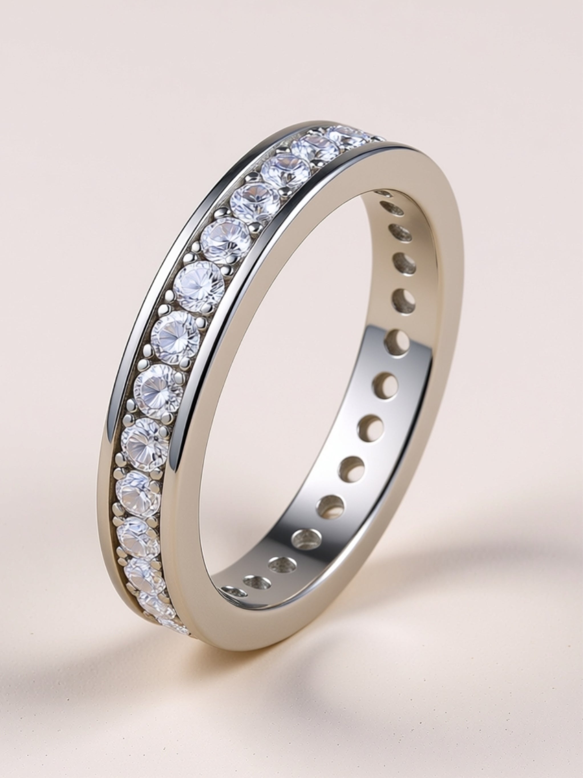 Moissanite Eternity Band in Platinum-Plated S925 Silver