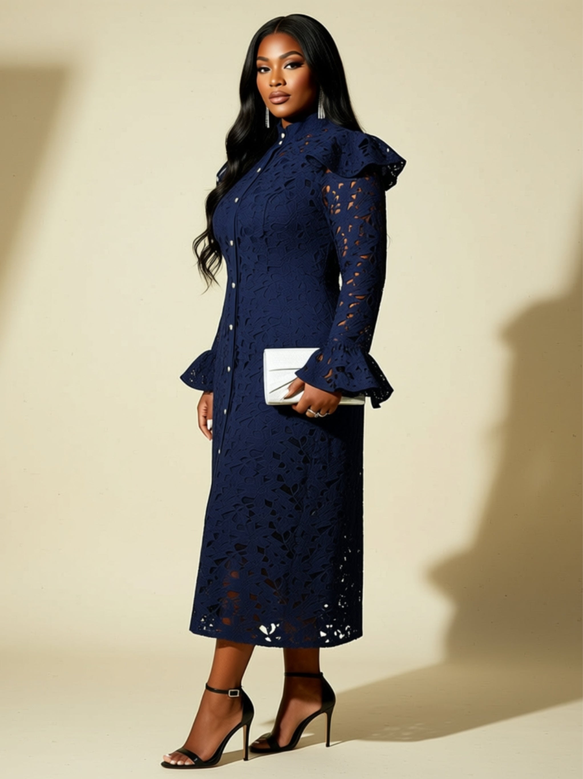 Two‑Piece Lace Midi Dress Set