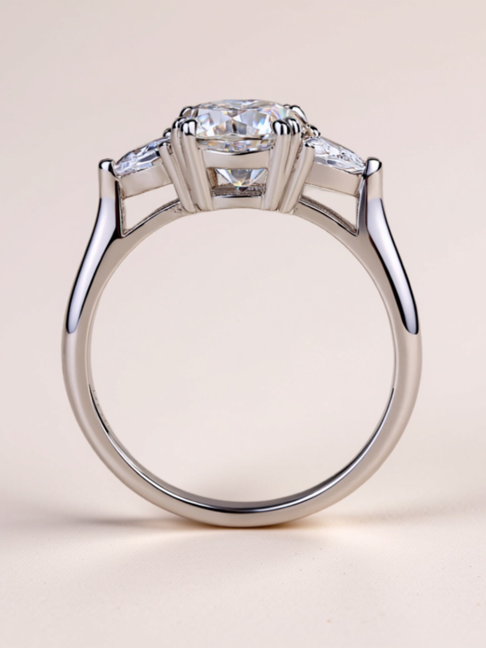 Pillow‑Cut Moissanite Three‑Stone Engagement Ring