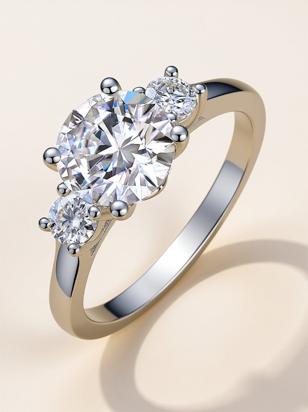 2CT Three‑Stone Moissanite Engagement Ring