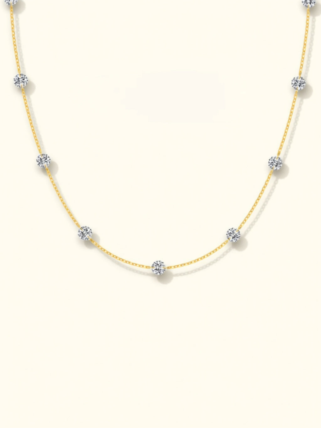 Dainty Round CZ Station Necklace