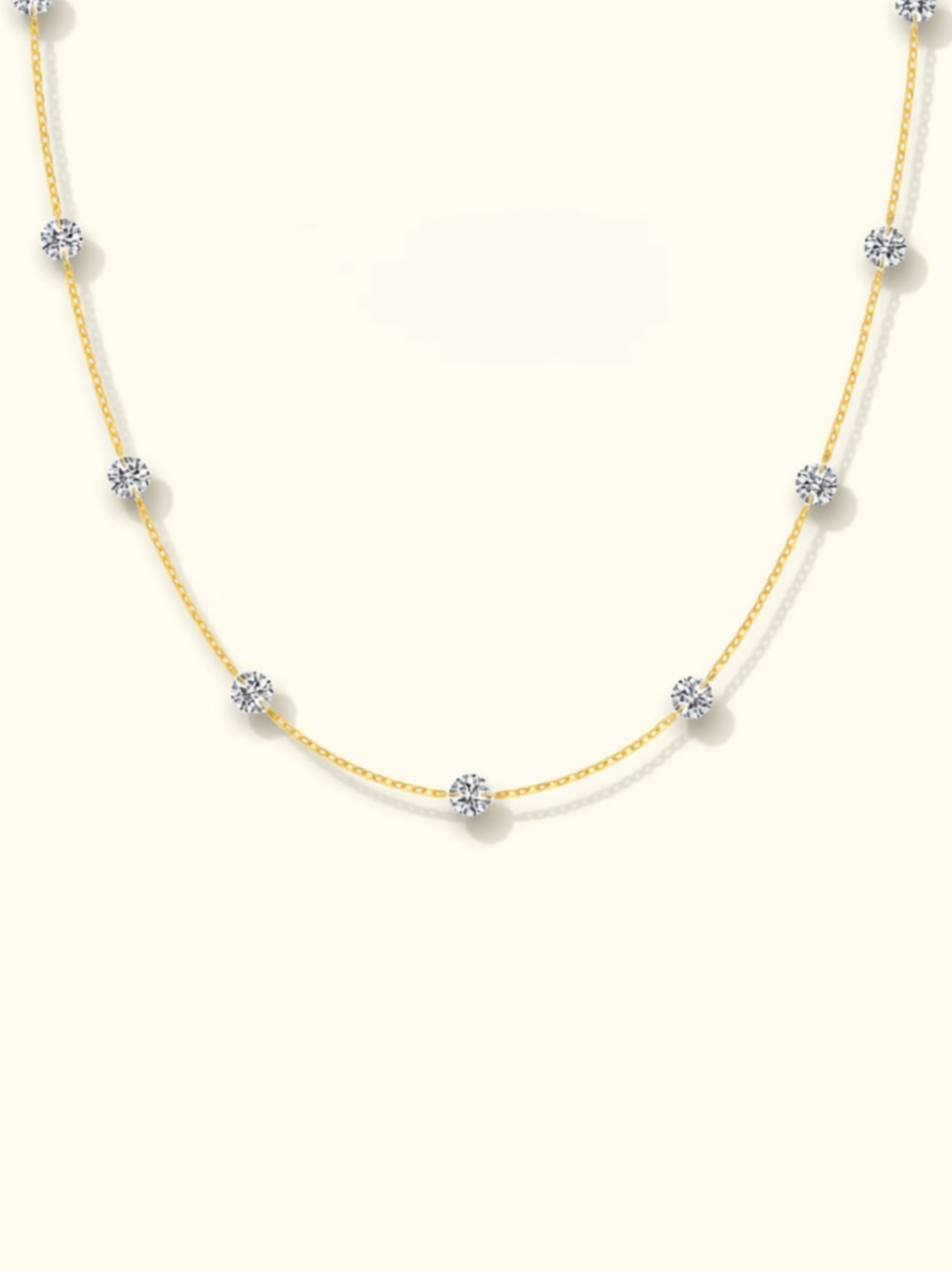 Dainty Round CZ Station Necklace