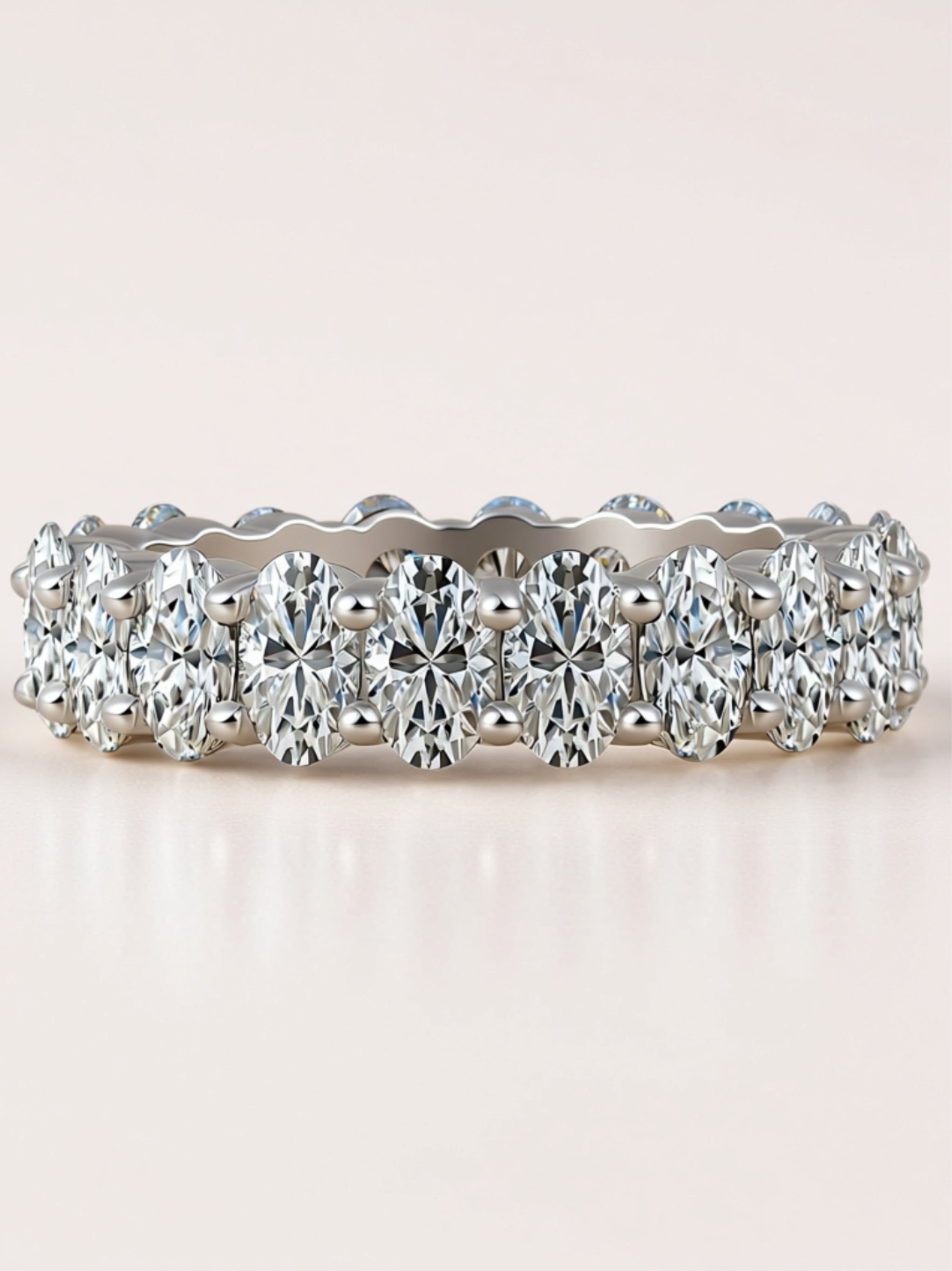 Egg‑Shaped Moissanite Eternity Band