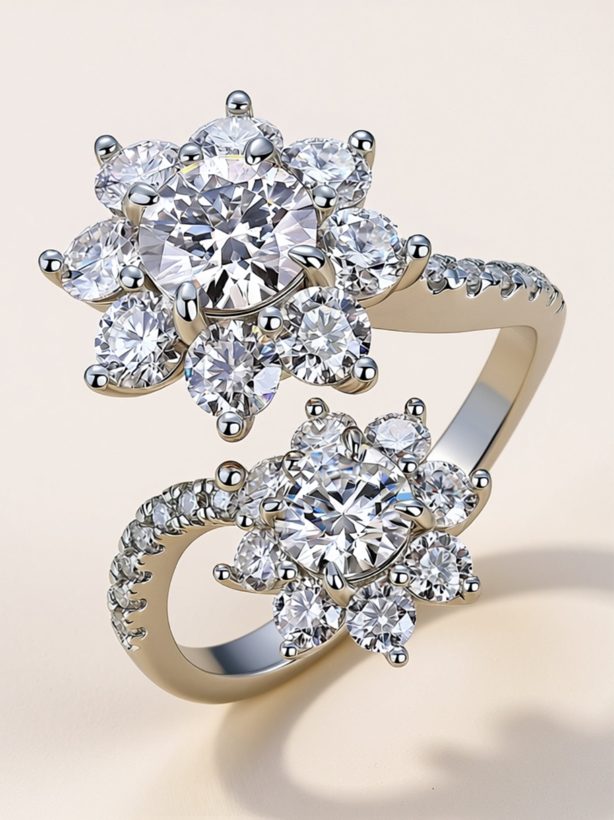 1 Carat Moissanite Floral Bypass Ring