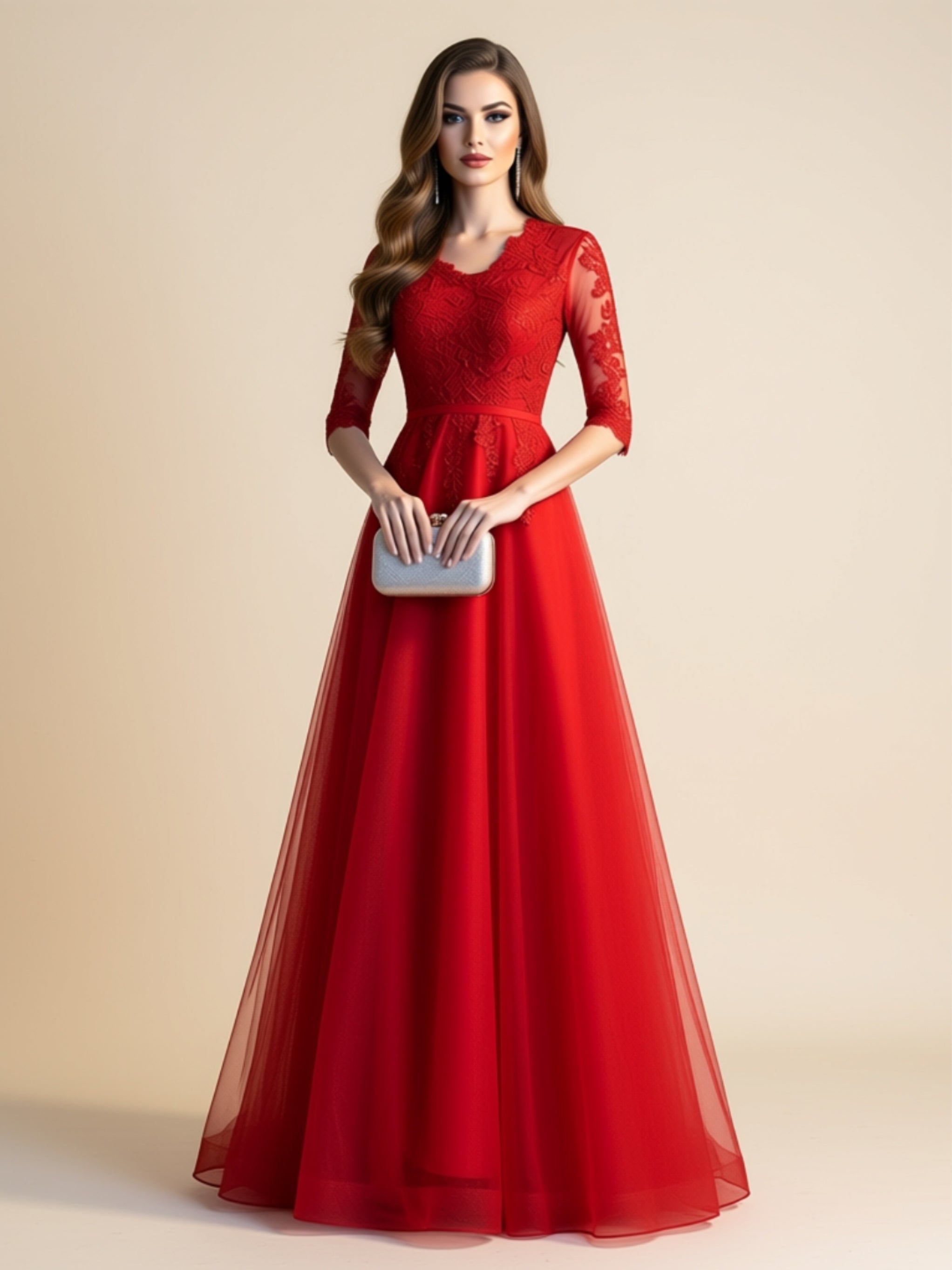 Elegant Lace Formal Evening Gown