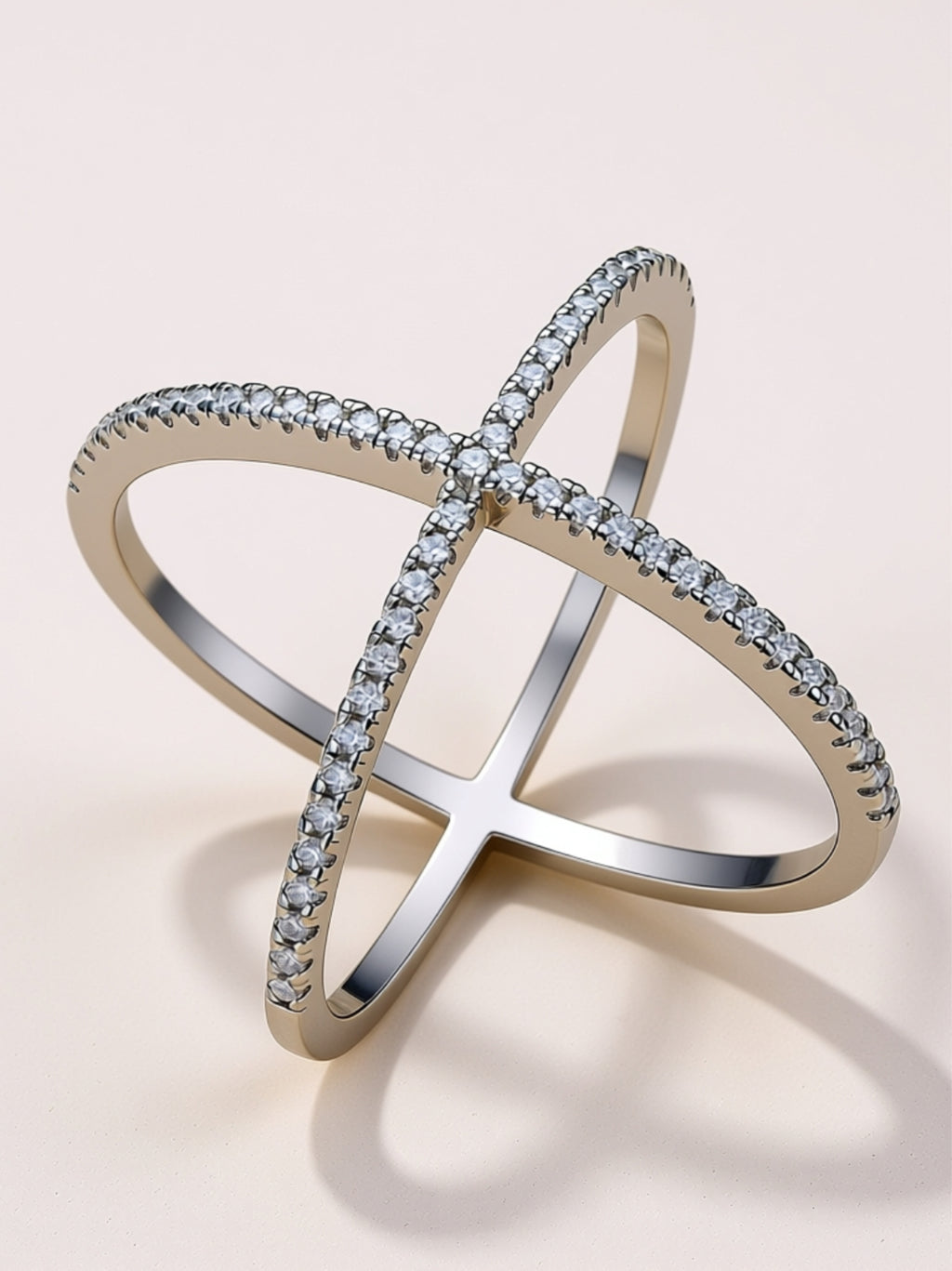 Platinum-Plated S925 Moissanite X-Band Ring