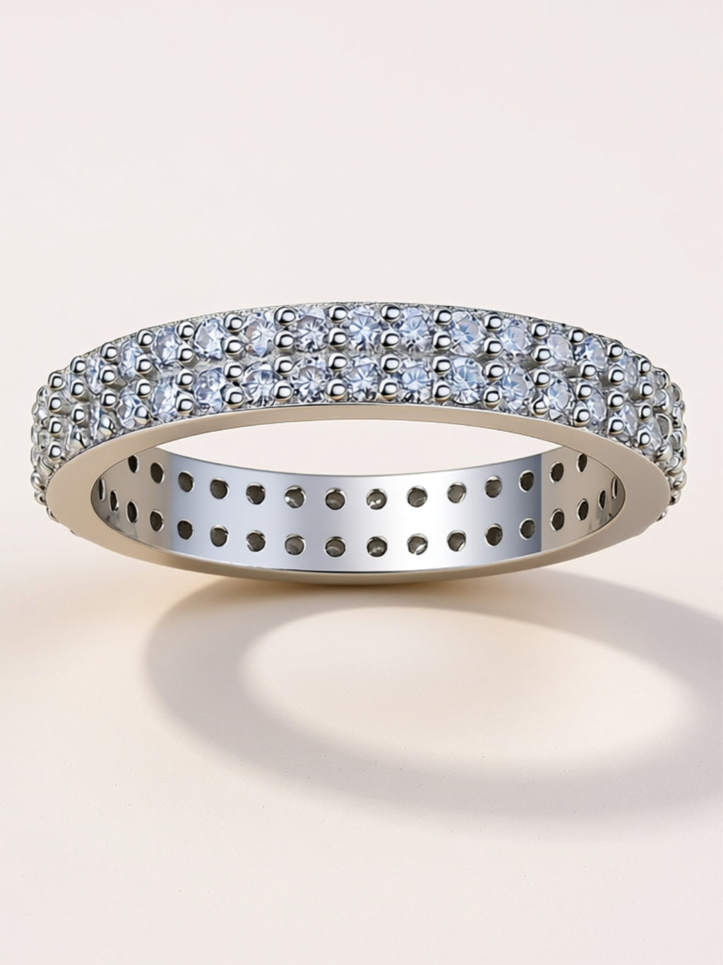 S925 Platinum‑Plated Triple‑Row Moissanite Eternity Band