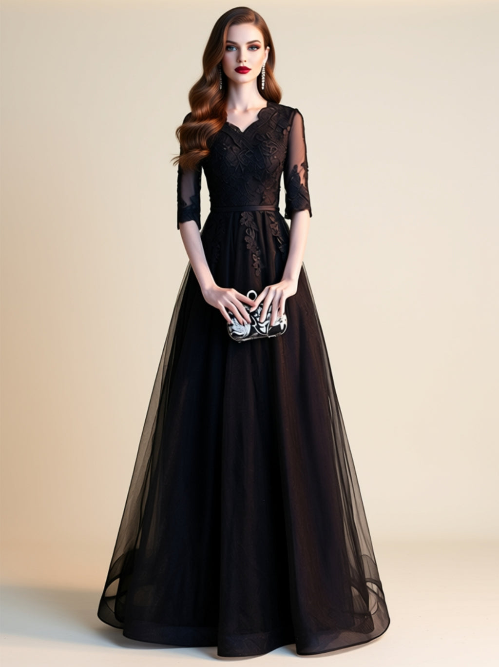 Elegant Lace Formal Evening Gown