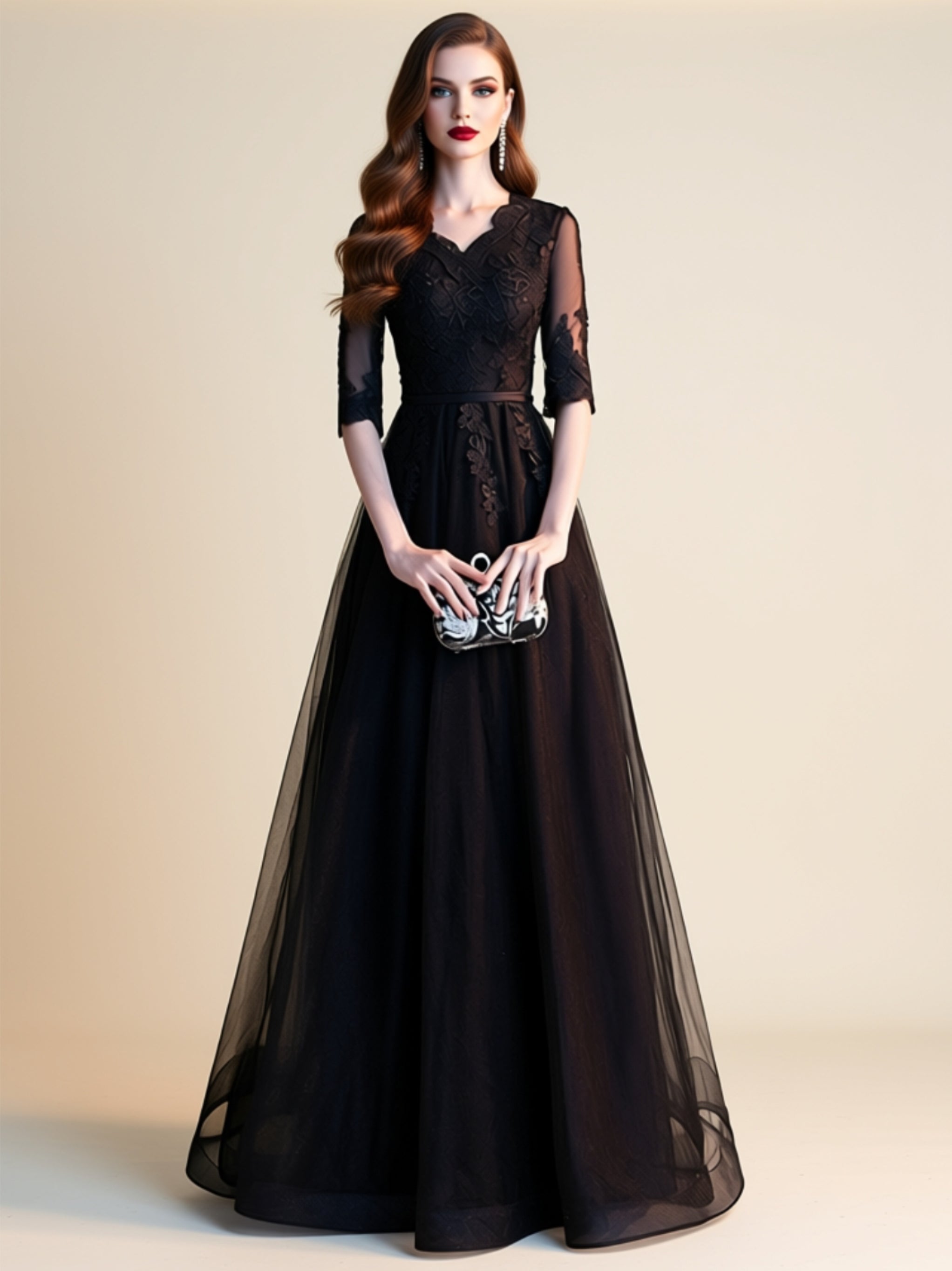 Elegant Lace Formal Evening Gown