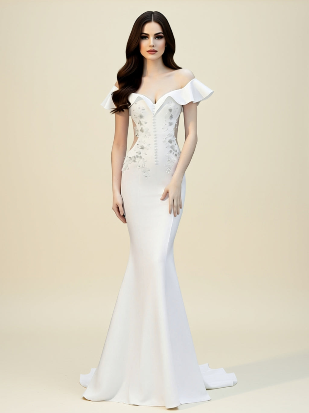 Off‑Shoulder Embellished Mermaid Gown –