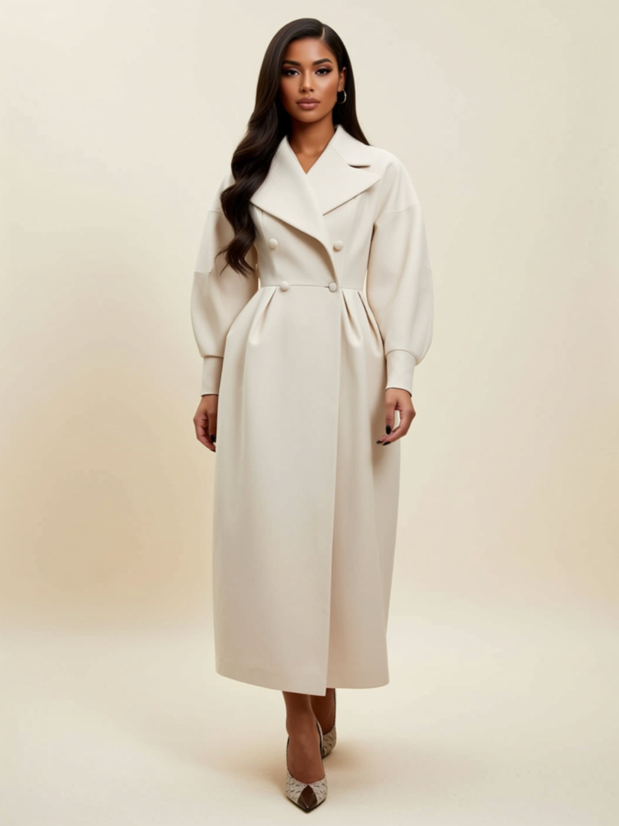 Double‑Breasted Belted Maxi Coat