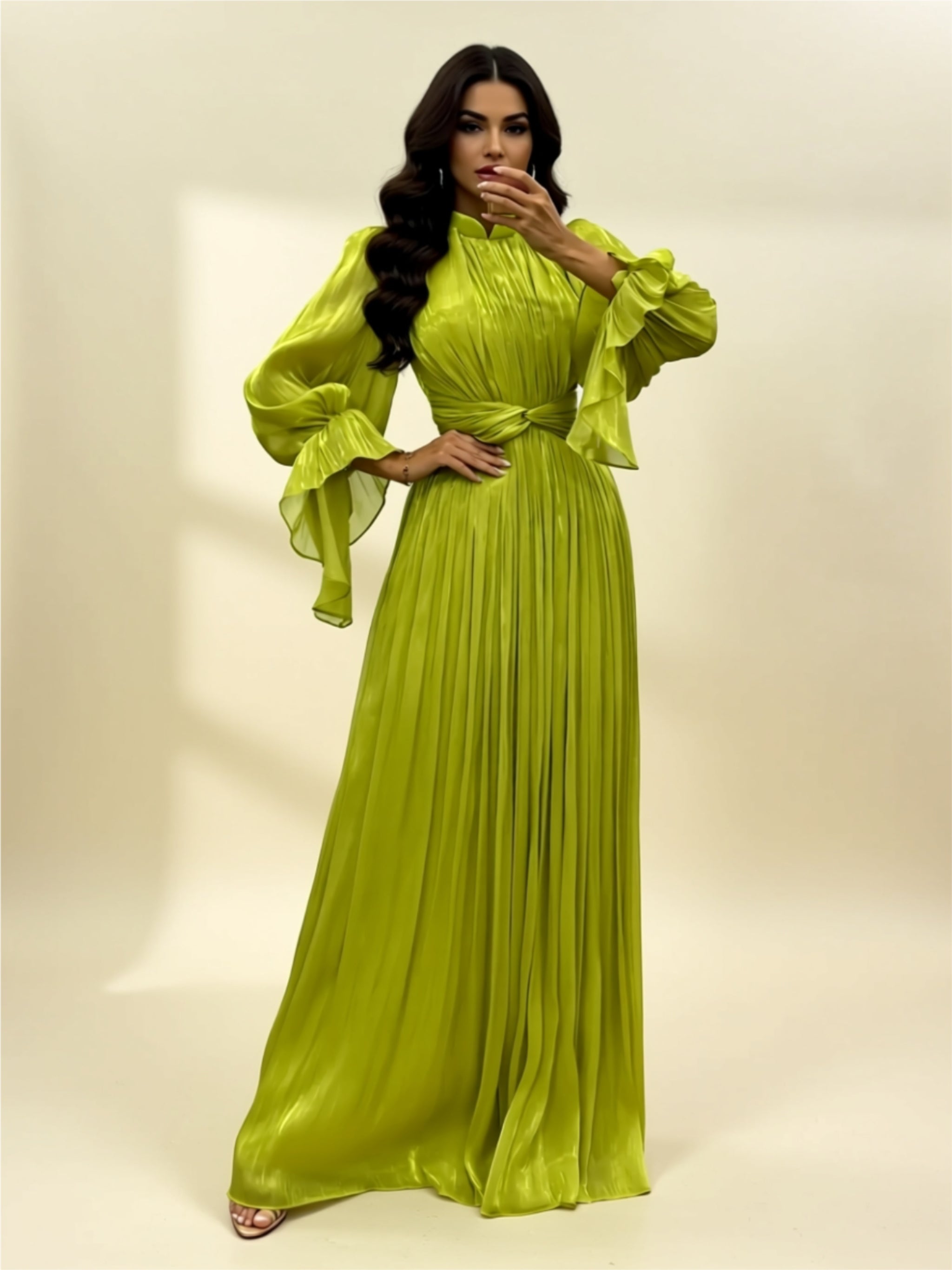 Elegant Pleated Maxi Gown