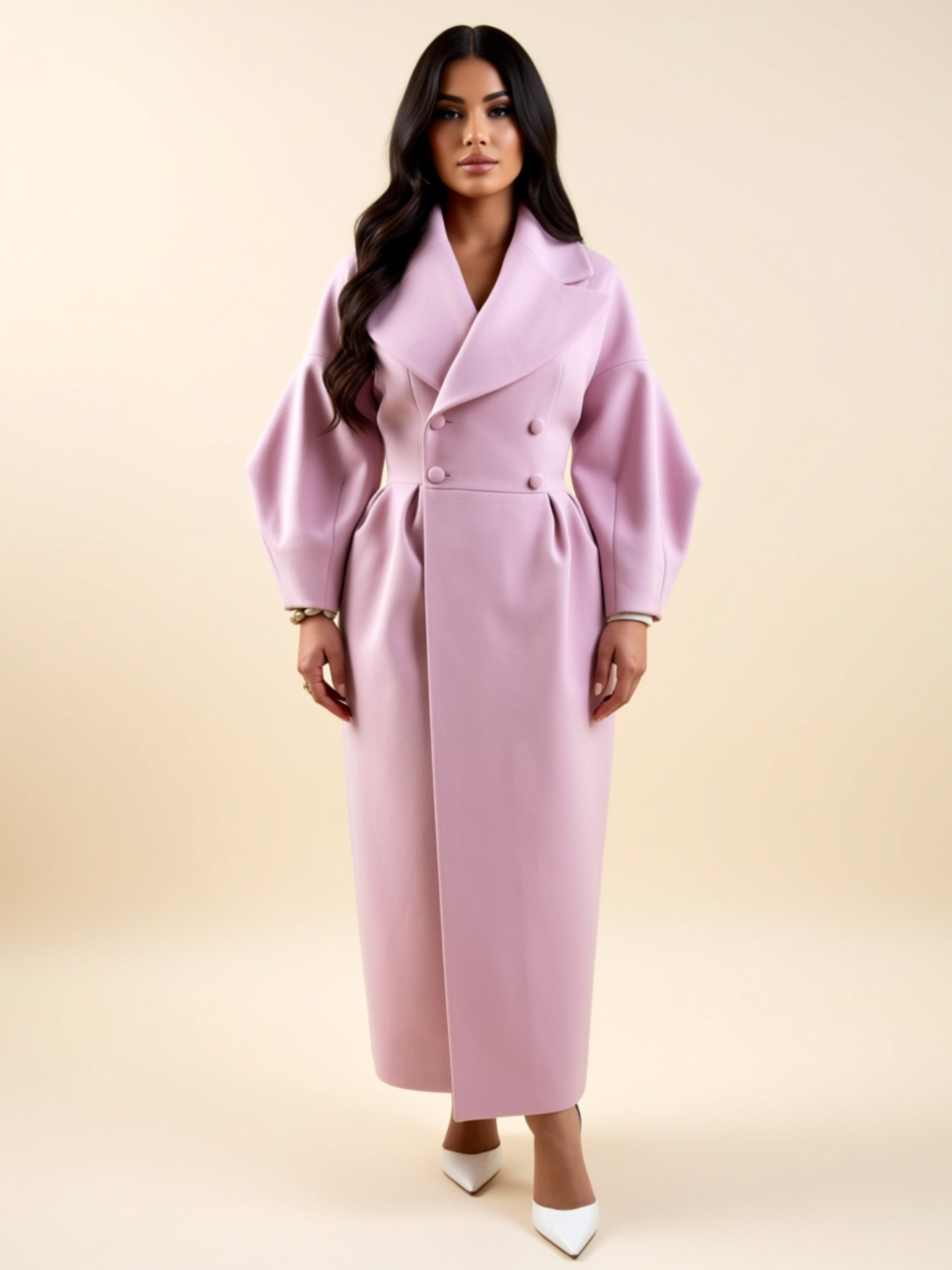 Double‑Breasted Belted Maxi Coat