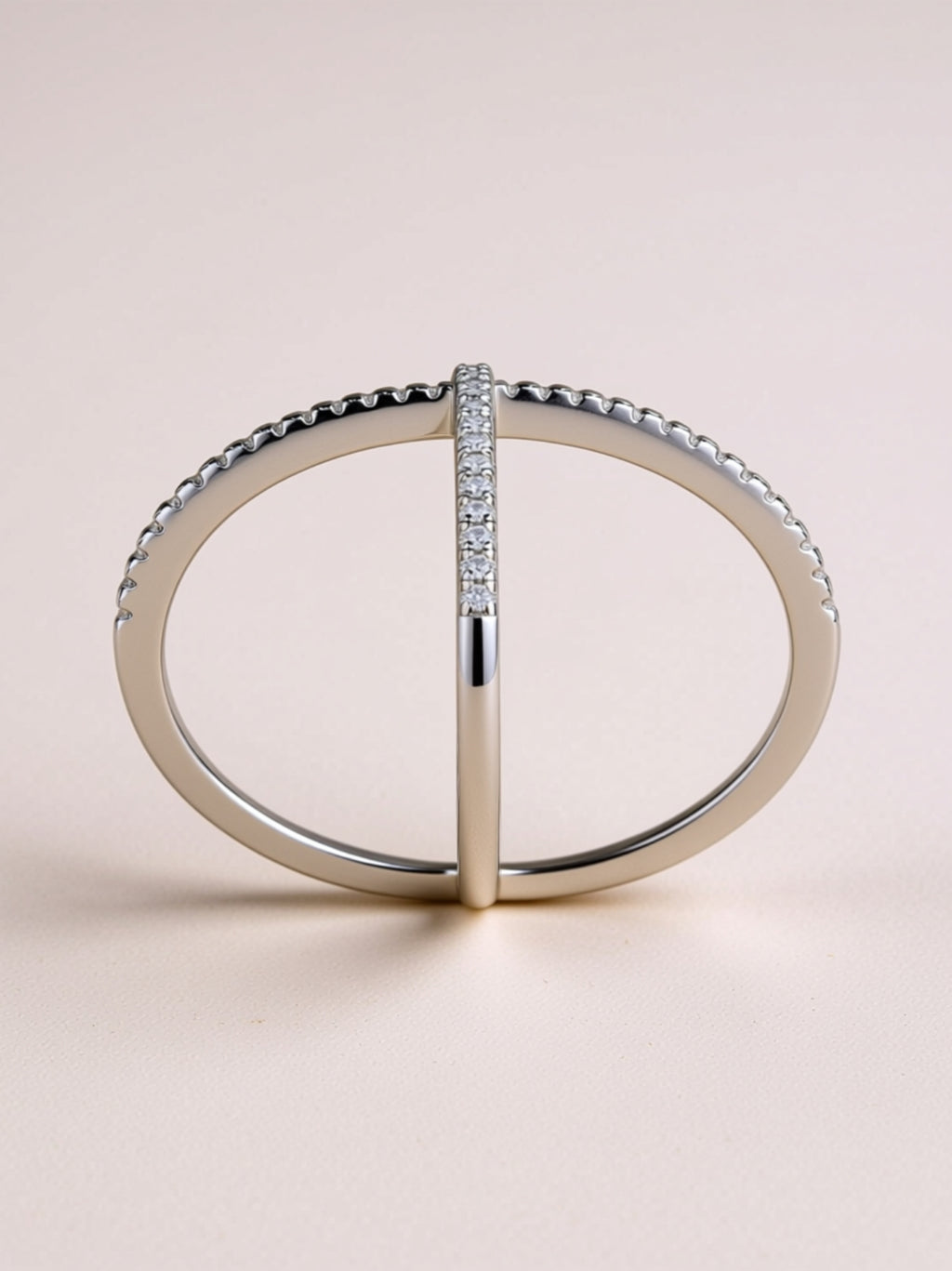 Platinum-Plated S925 Moissanite X-Band Ring