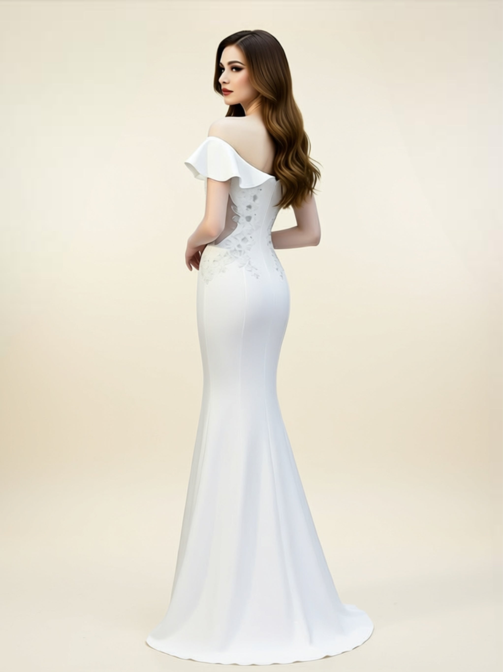 Off‑Shoulder Embellished Mermaid Gown –