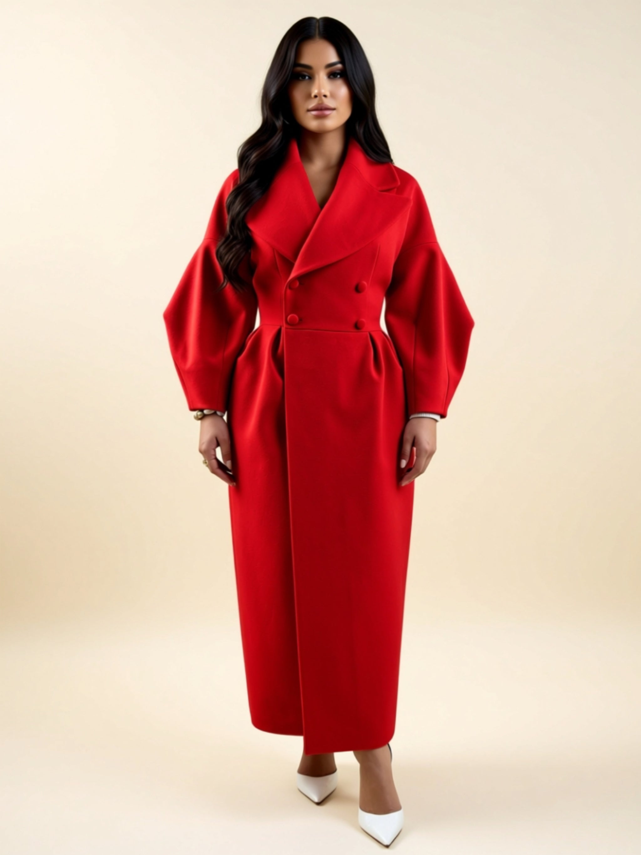 Double‑Breasted Belted Maxi Coat