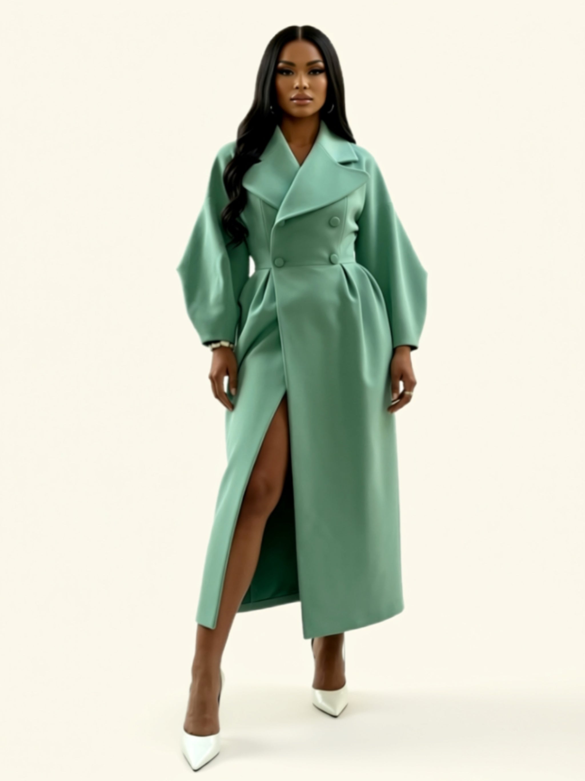 Double‑Breasted Belted Maxi Coat