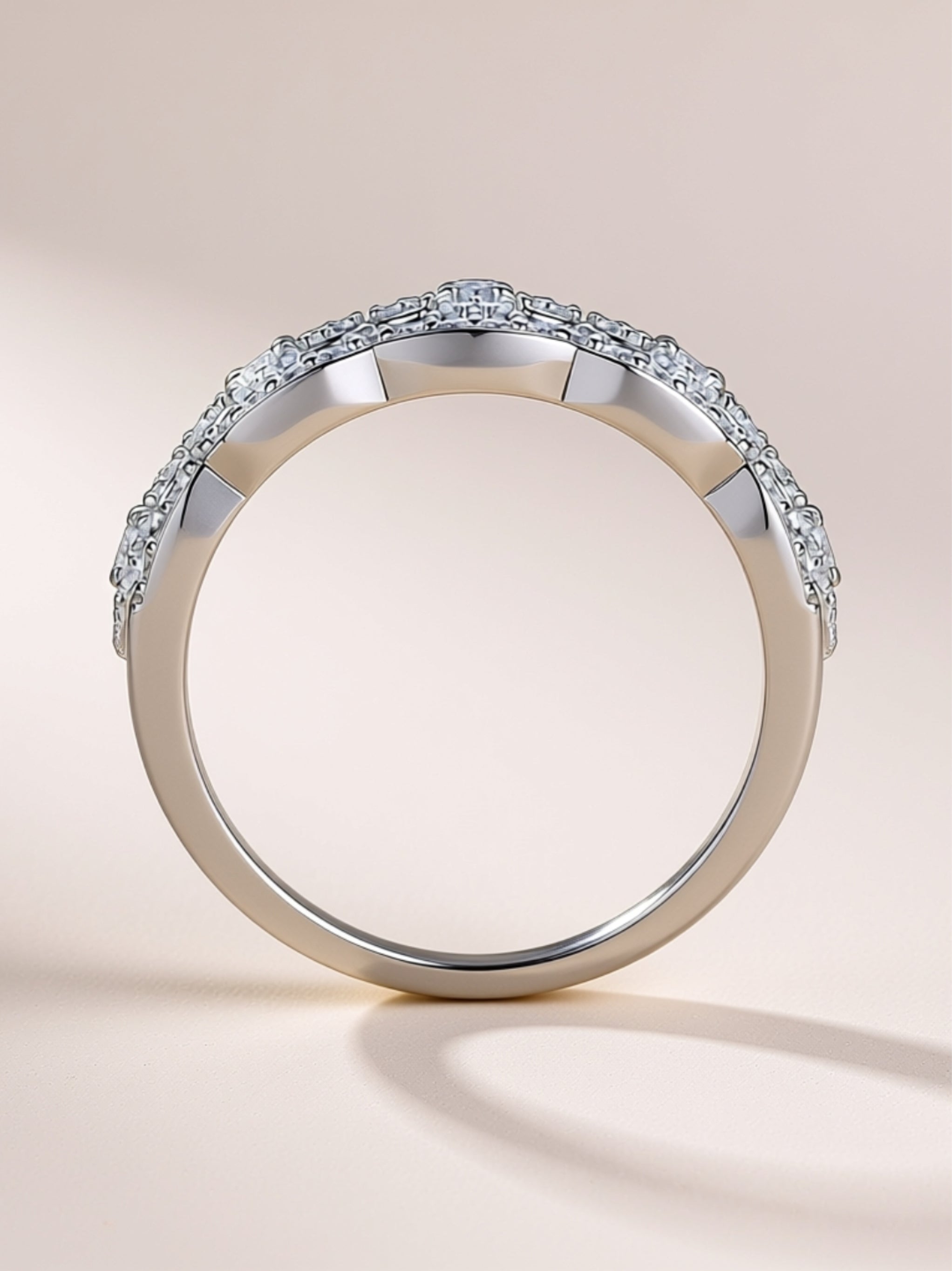 Platinum-Plated S925 Floral Moissanite Band
