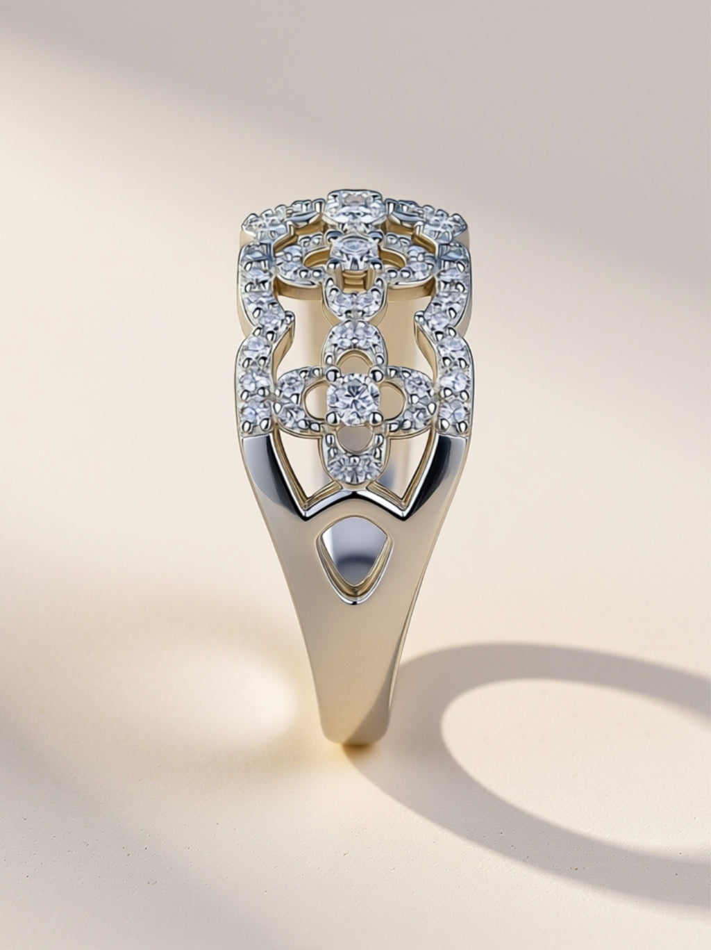Platinum-Plated S925 Floral Moissanite Band